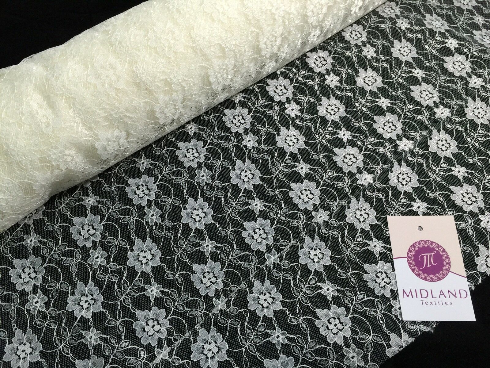 Floral Lace Net Fabric (Per Metre) Midtex  45' Wide M184