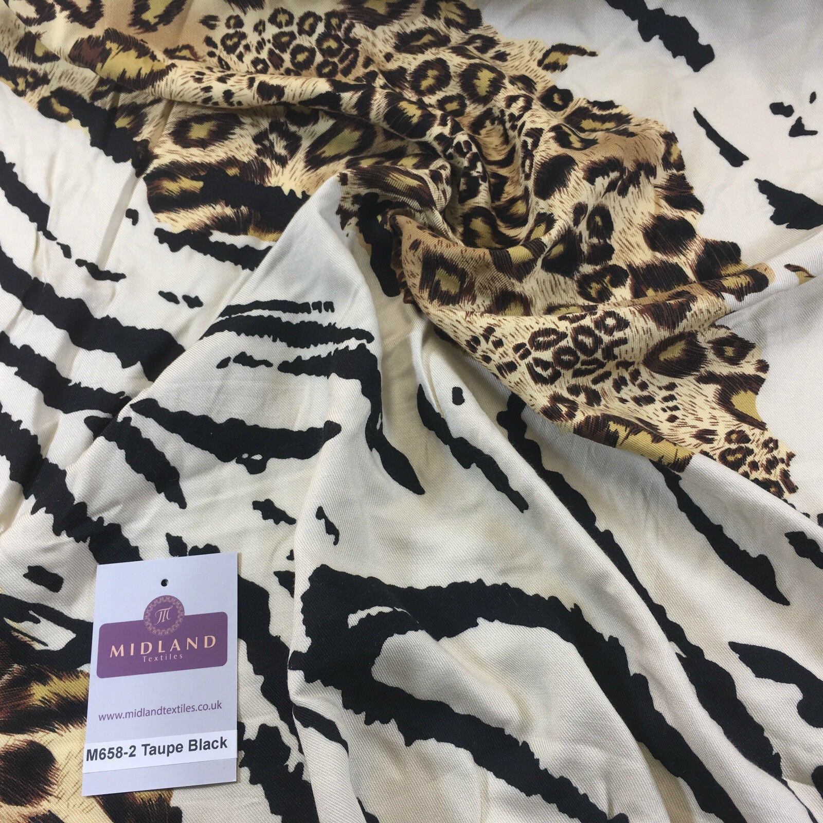 Diagonal mixed Animal theme Printed twill viscose dress fabric 58' wide M658