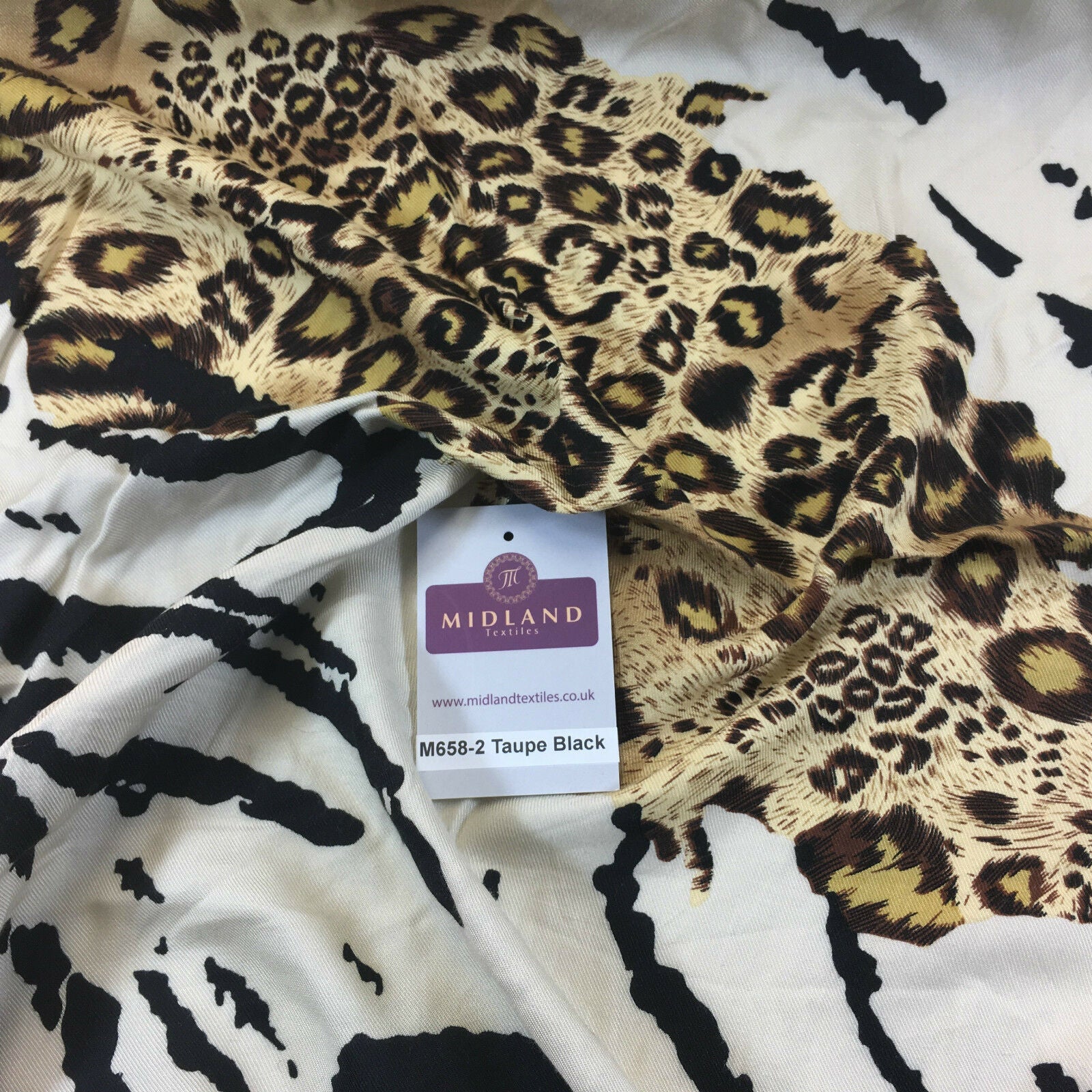 Diagonal mixed Animal theme Printed twill viscose dress fabric 58' wide M658