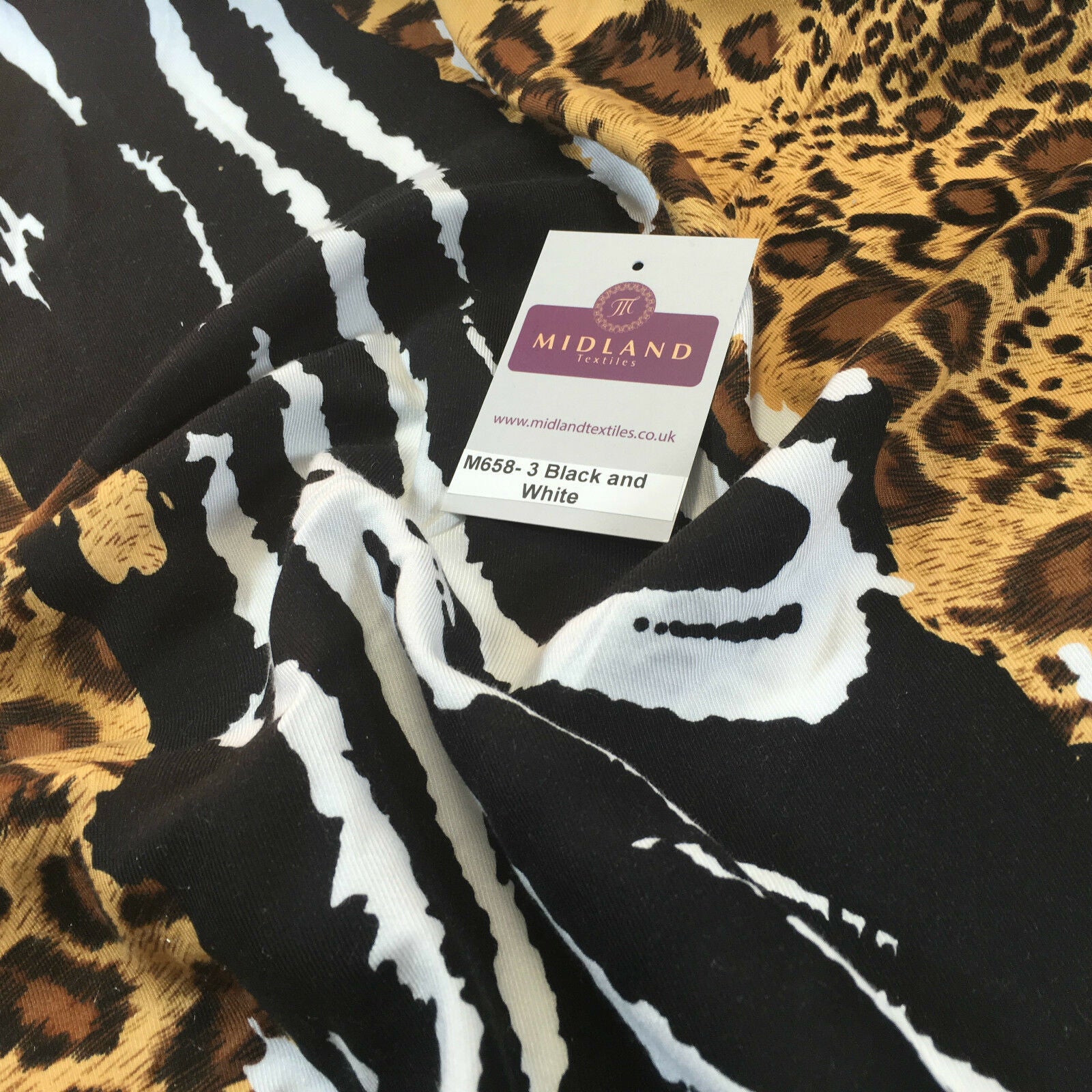 Diagonal mixed Animal theme Printed twill viscose dress fabric 58' wide M658