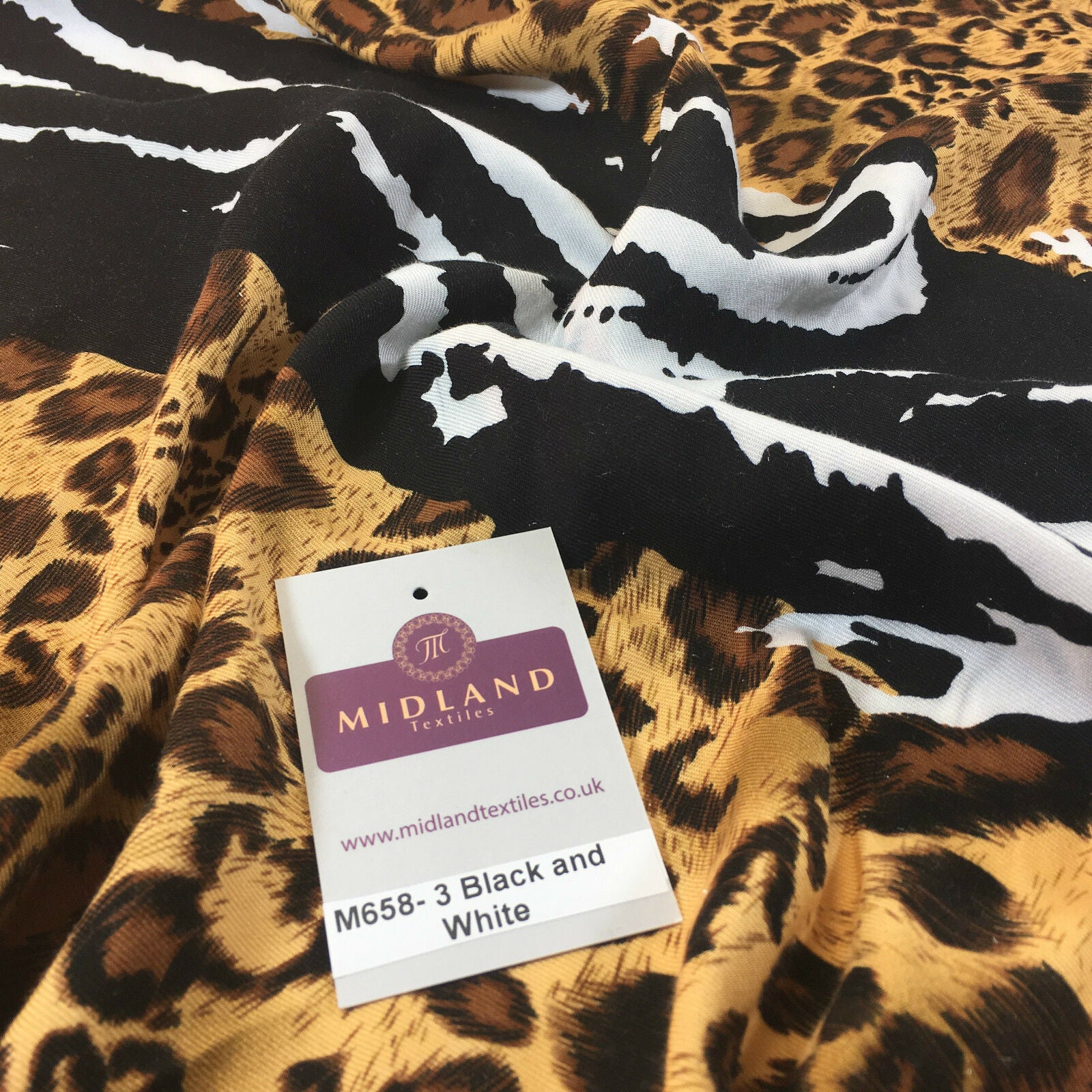 Diagonal mixed Animal theme Printed twill viscose dress fabric 58' wide M658