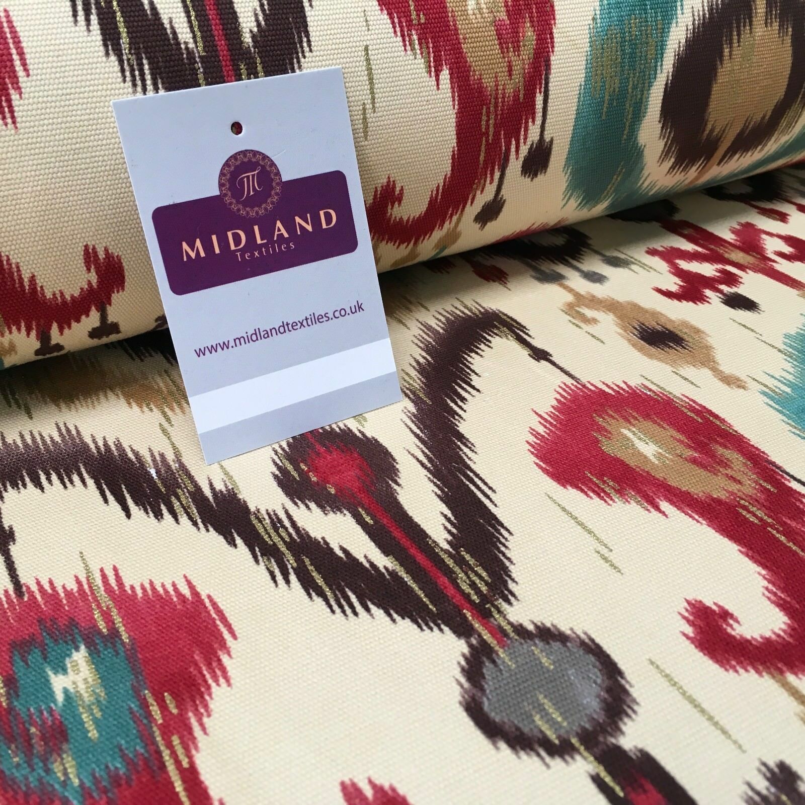 100% Cotton Canvas Beige Paisley Batik Printed Craft Fabric 58' Wide MK856-4