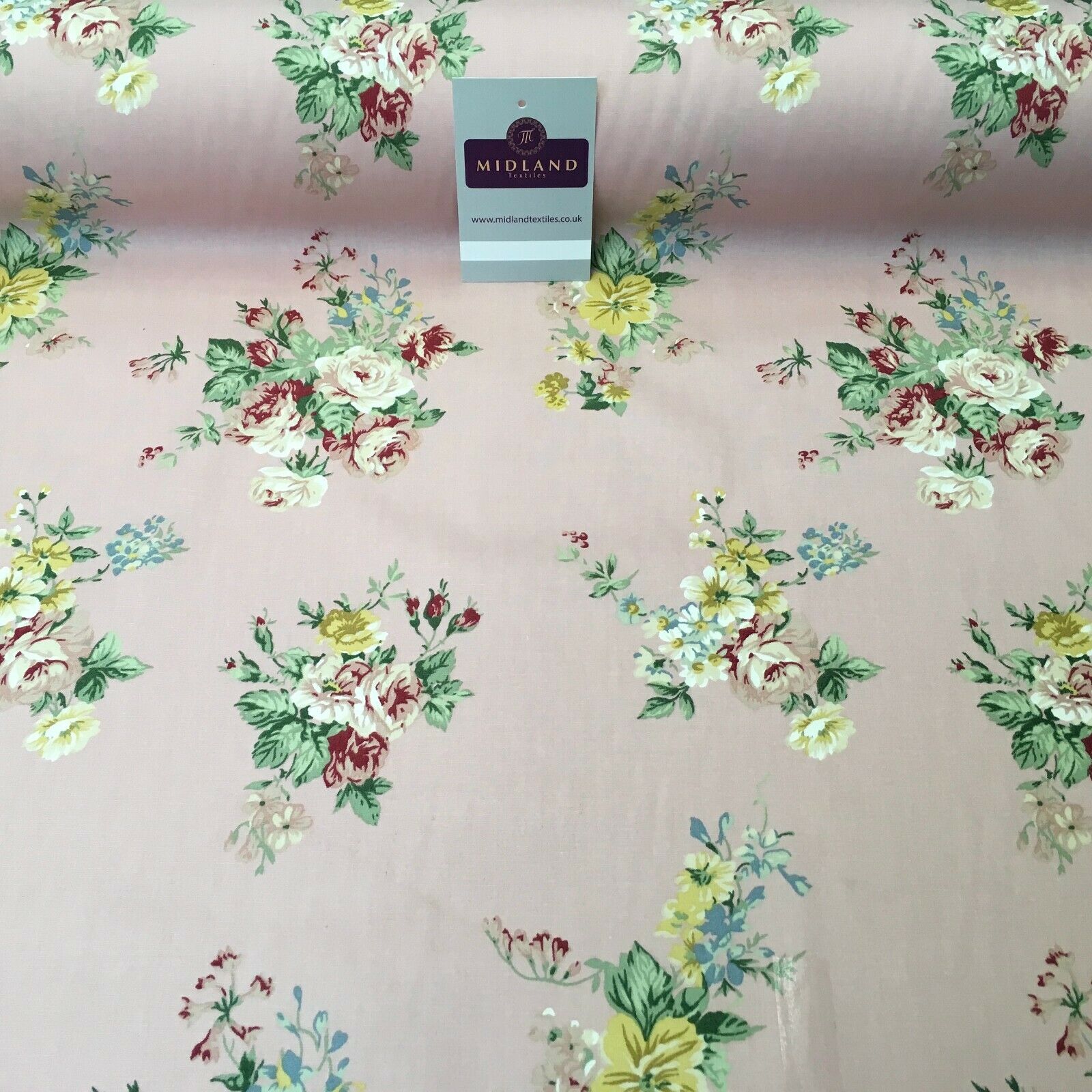 Floral Vintage Rose Shabby Chic Cotton Poplin Printed Fabric 110cm Wide MK1083