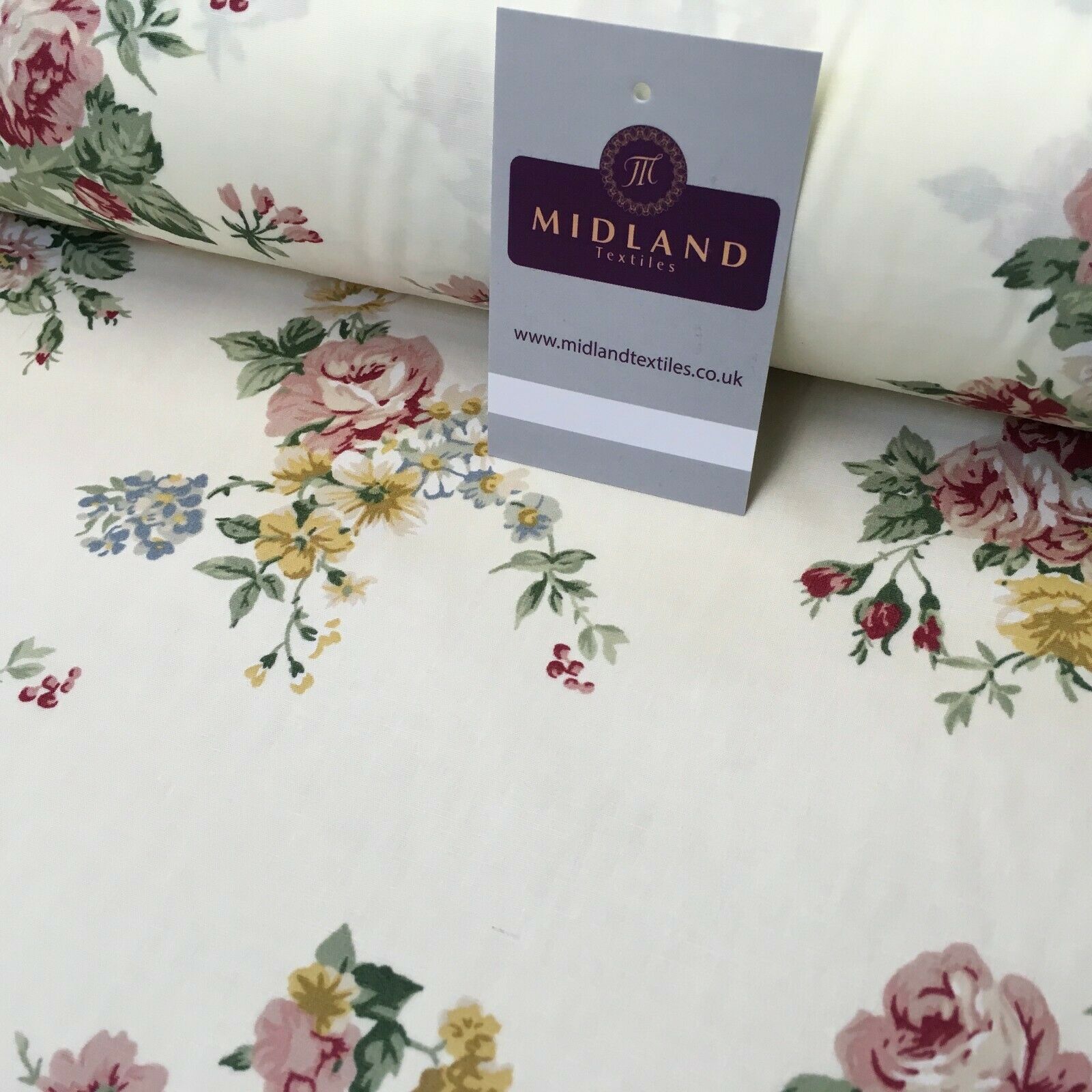 Floral Vintage Rose Shabby Chic Cotton Poplin Printed Fabric 110cm Wide MK1083