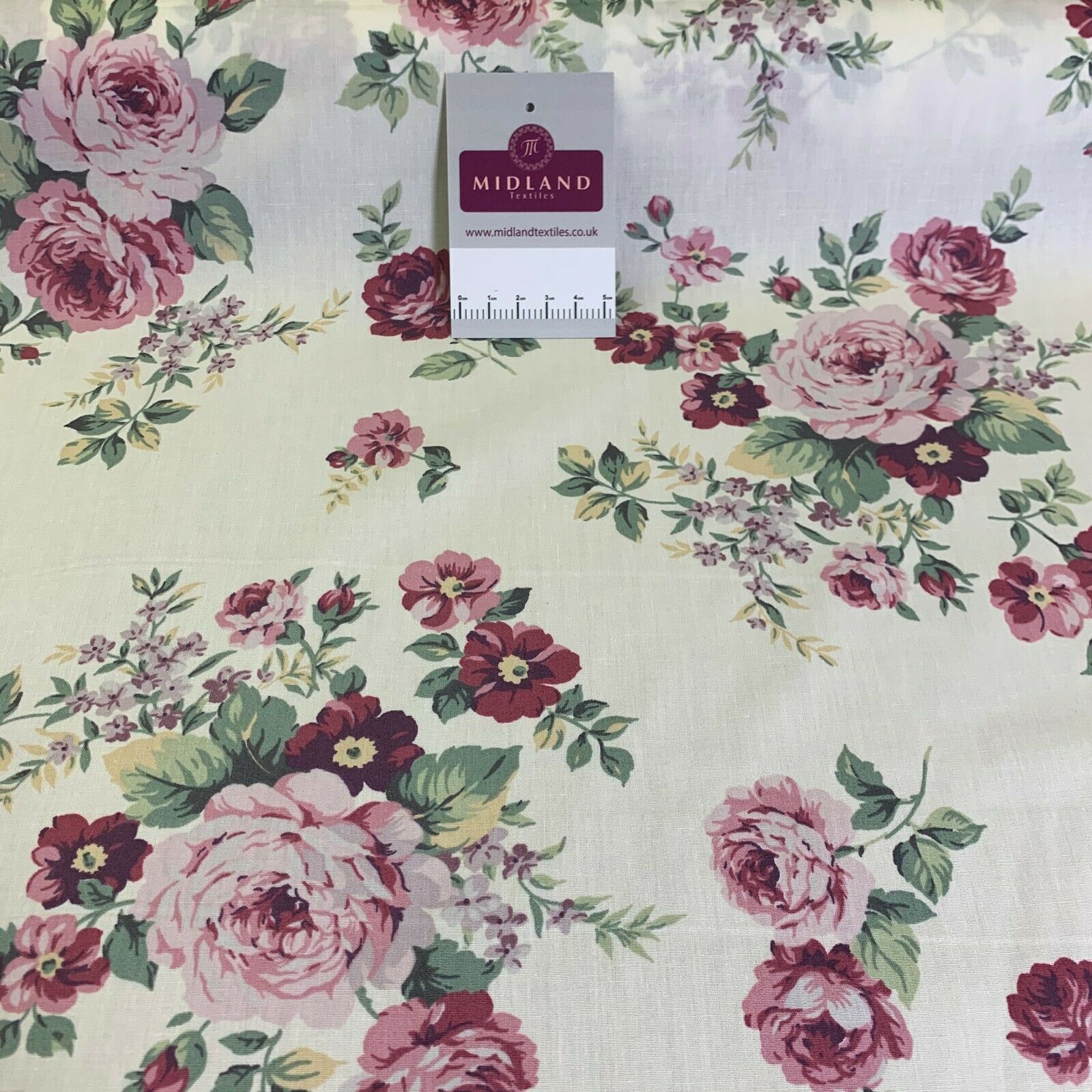 Floral Vintage Rose Shabby Chic Cotton Poplin Printed Fabric 110cm Wide MK1083