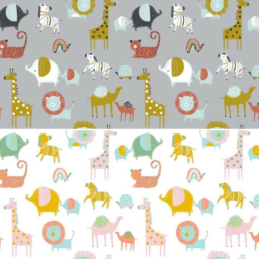 Safari Animals 100% cotton Organic crafting bunting printed Fabric M1614
