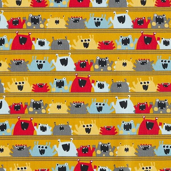 Monsters Novelty children's 100% Cotton Organic printed Fabric M1614