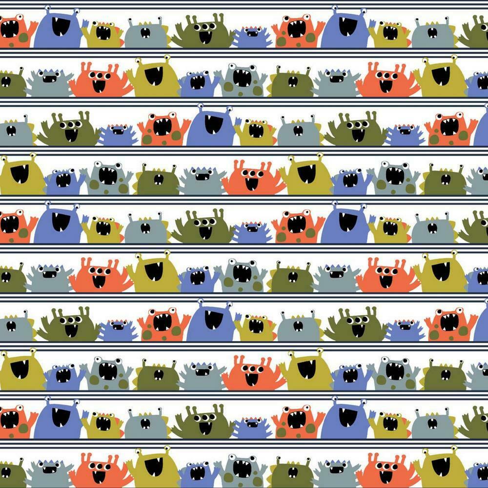 Monsters Novelty children's 100% Cotton Organic printed Fabric M1614