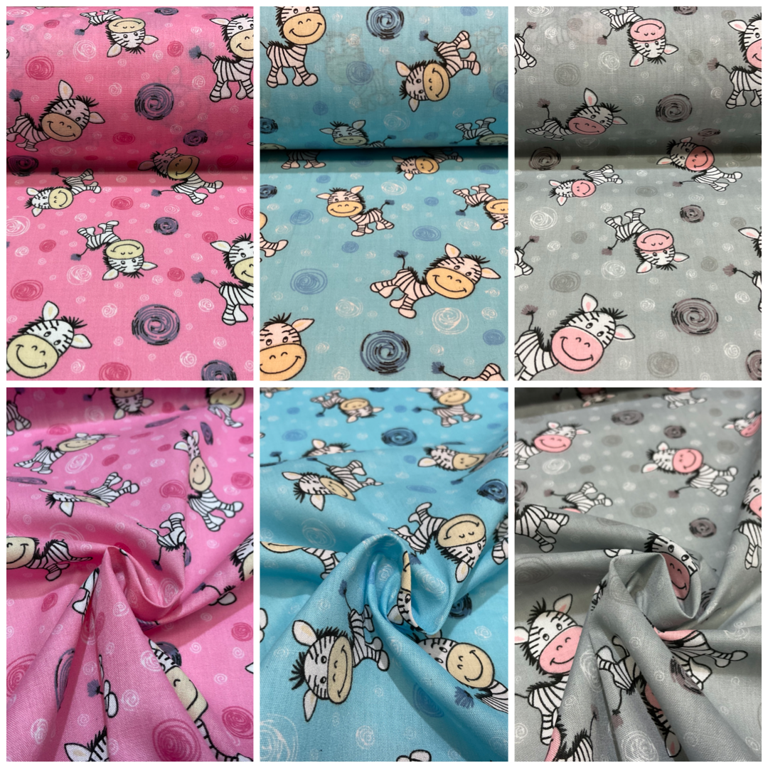 Zebra Animal Novelty children's Poly cotton printed lightweight fabric M1620