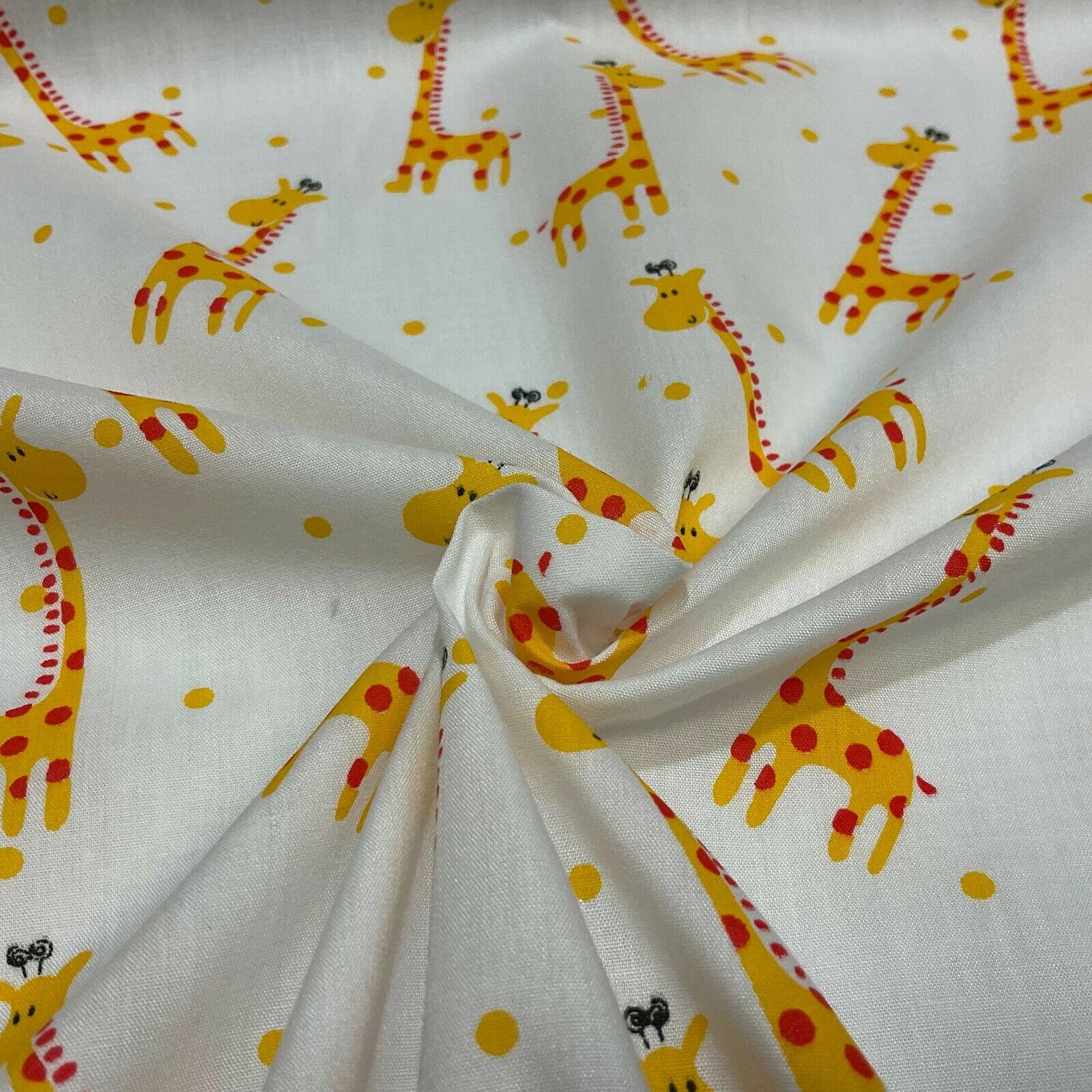 White Giraffe Novelty children's Poly cotton printed lightweight fabric M1619