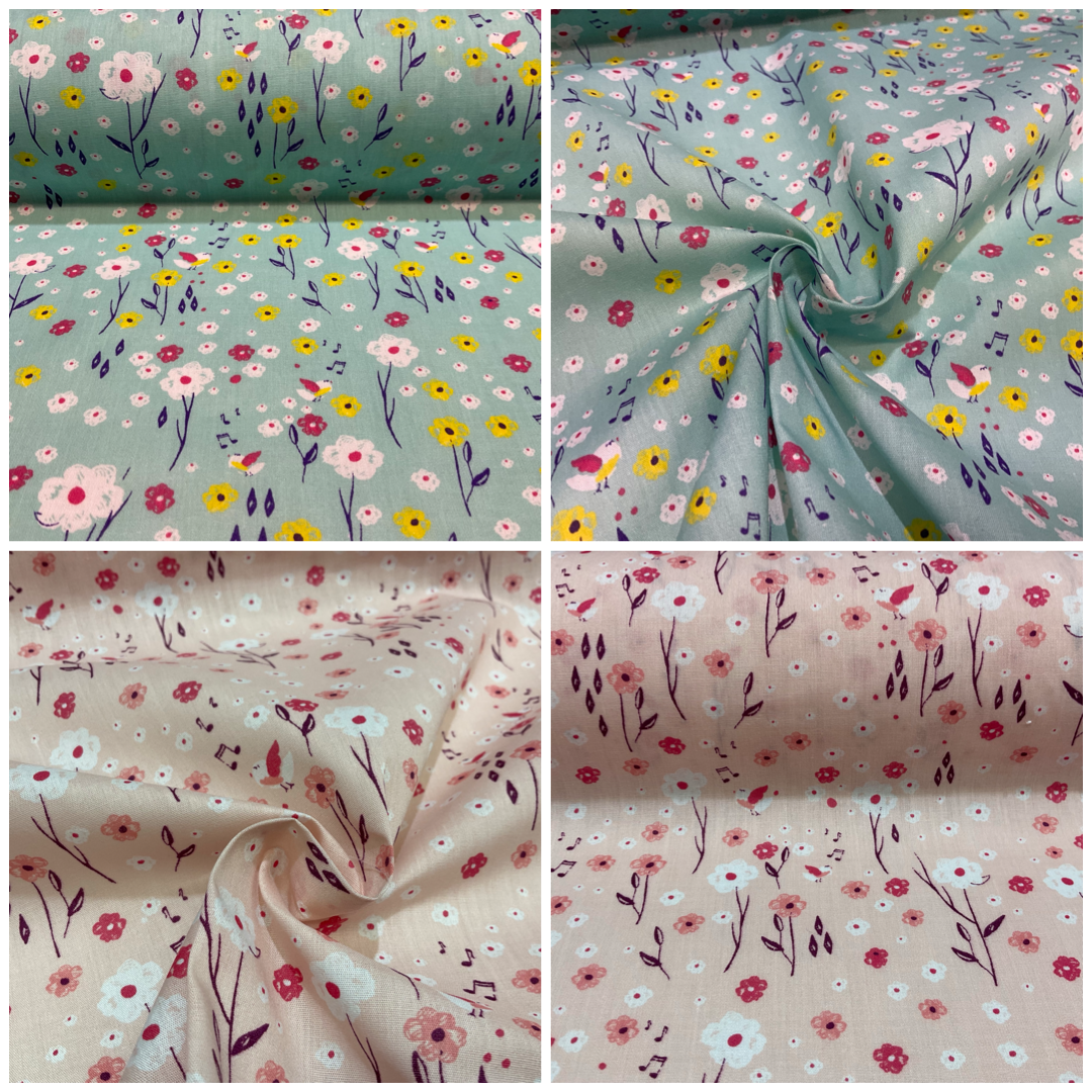 Pastel Summer Small Floral Poly cotton printed lightweight fabric M1617