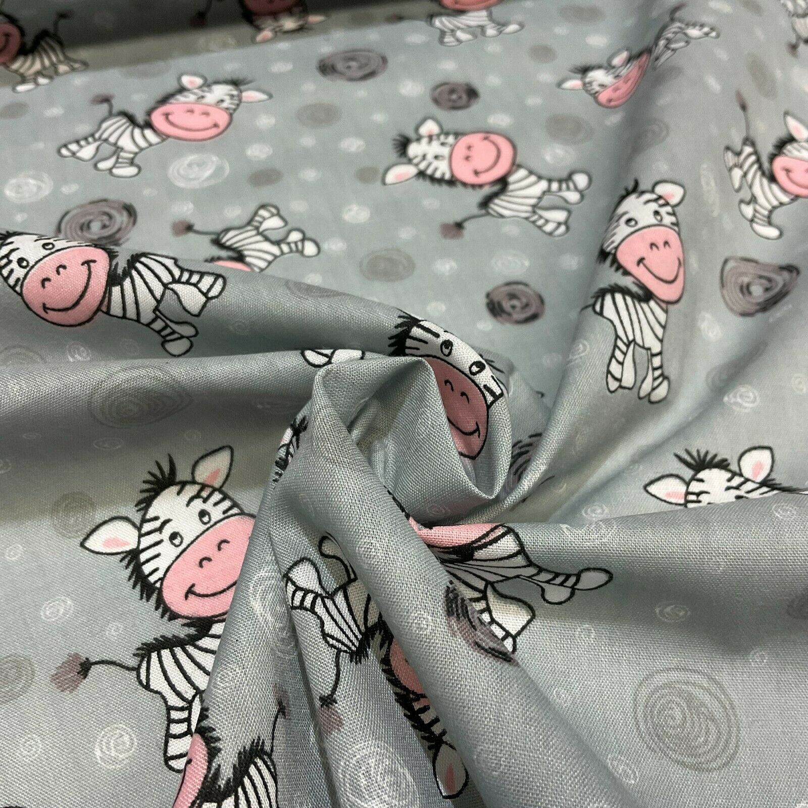 Zebra Animal Novelty children's Poly cotton printed lightweight fabric M1620