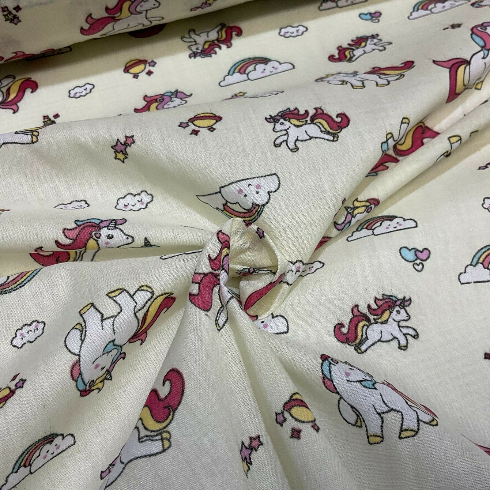 Unicorn Mystical Magical Novelty Poly cotton printed lightweight fabric M1634