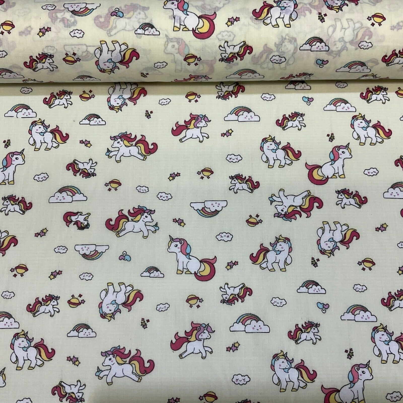 Unicorn Mystical Magical Novelty Poly cotton printed lightweight fabric M1634