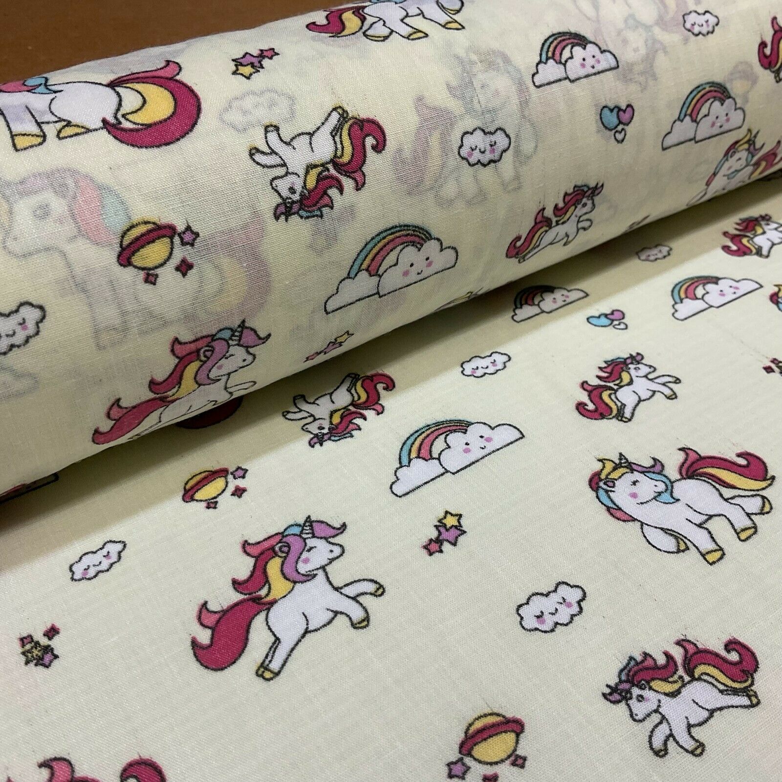 Unicorn Mystical Magical Novelty Poly cotton printed lightweight fabric M1634