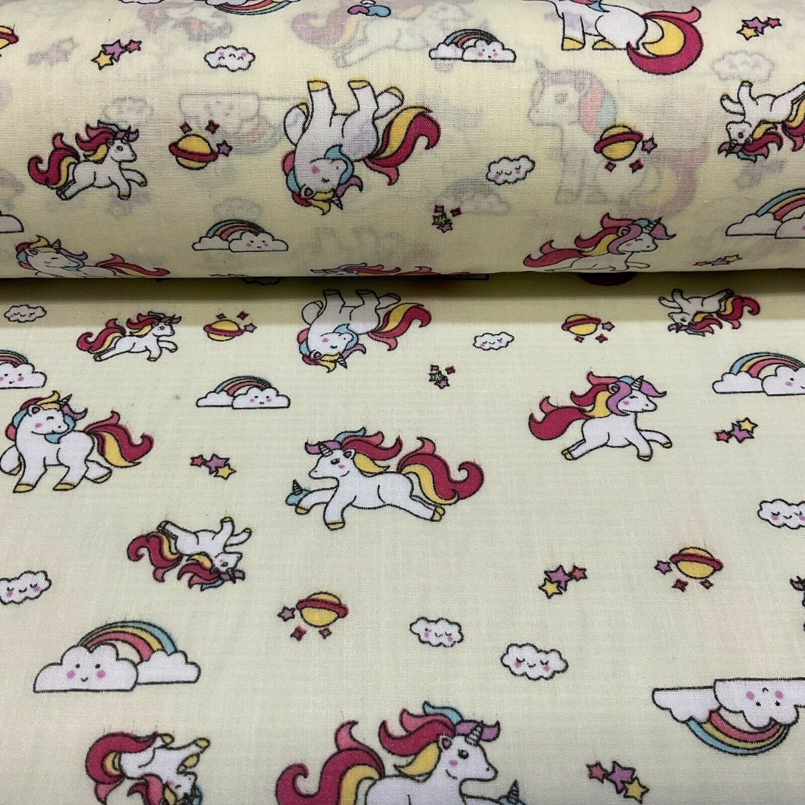 Unicorn Mystical Magical Novelty Poly cotton printed lightweight fabric M1634
