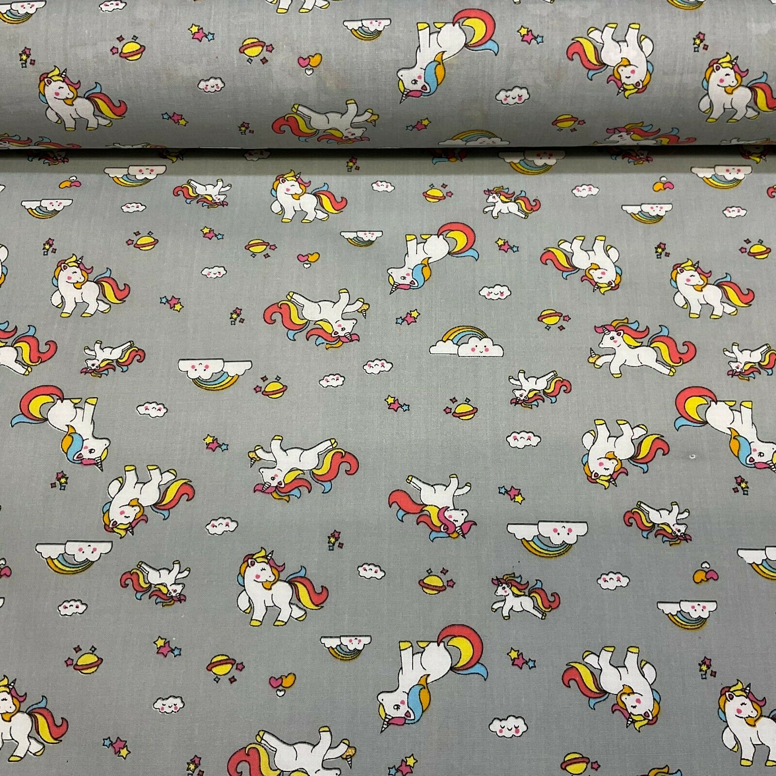 Unicorn Mystical Magical Novelty Poly cotton printed lightweight fabric M1634