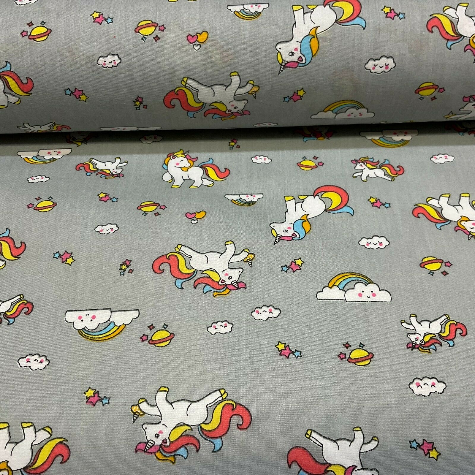 Unicorn Mystical Magical Novelty Poly cotton printed lightweight fabric M1634