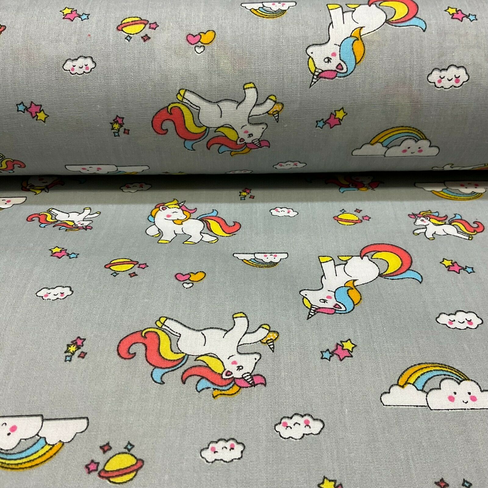 Unicorn Mystical Magical Novelty Poly cotton printed lightweight fabric M1634