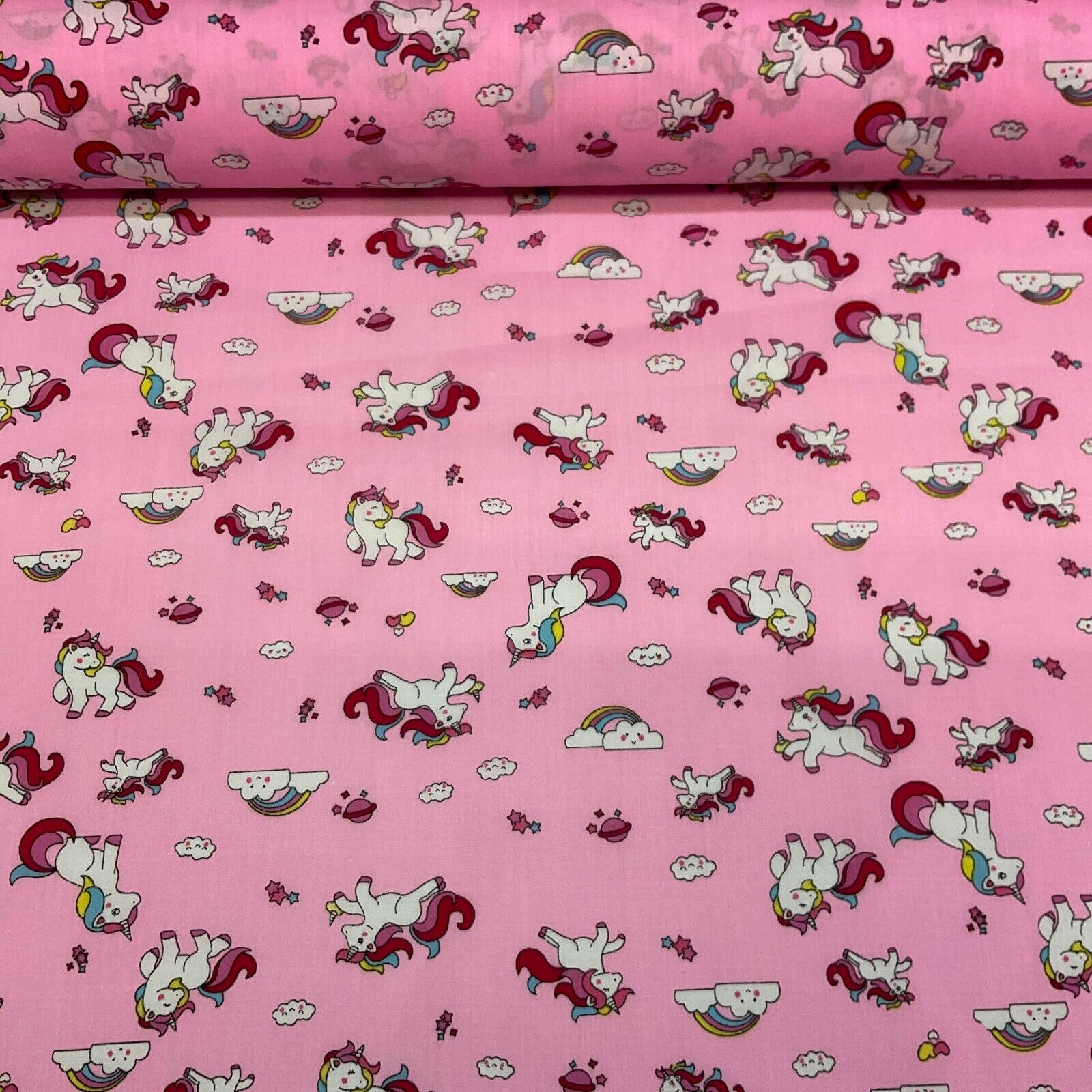 Unicorn Mystical Magical Novelty Poly cotton printed lightweight fabric M1634