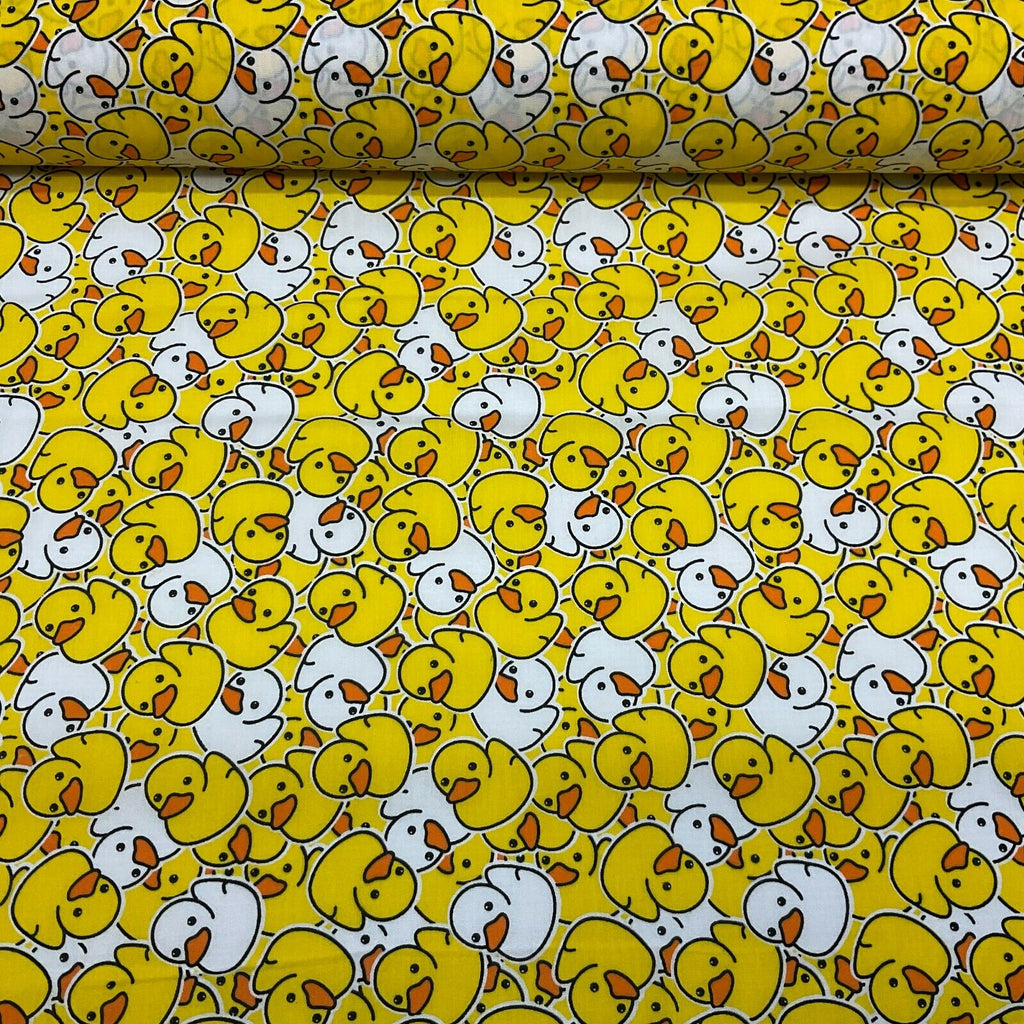 Yellow Ducks Novelty Children's Poly cotton printed lightweight fabric M1625