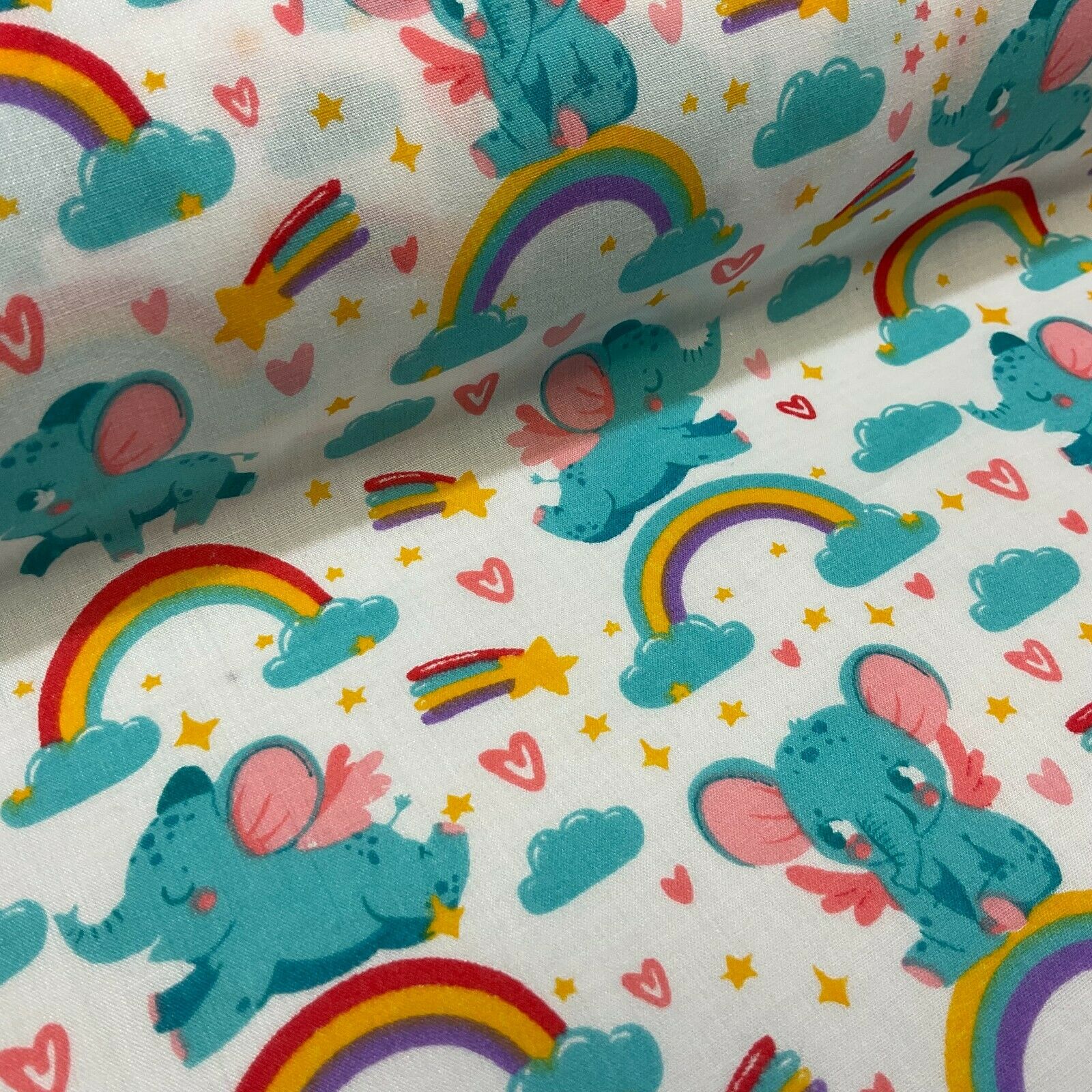 White Elephant Children Poly cotton printed lightweight fabric M1630