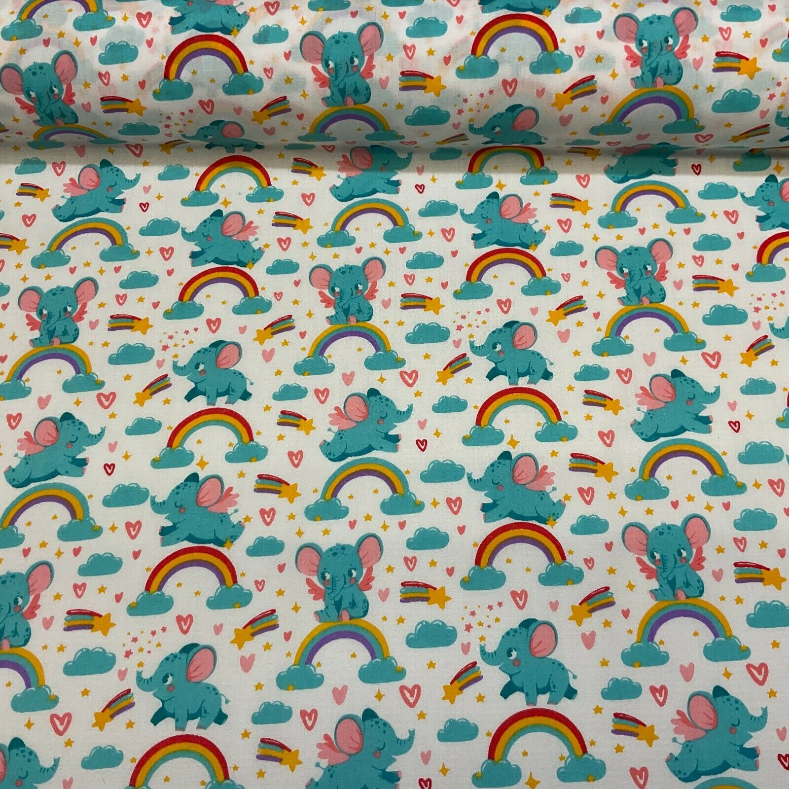 White Elephant Children Poly cotton printed lightweight fabric M1630