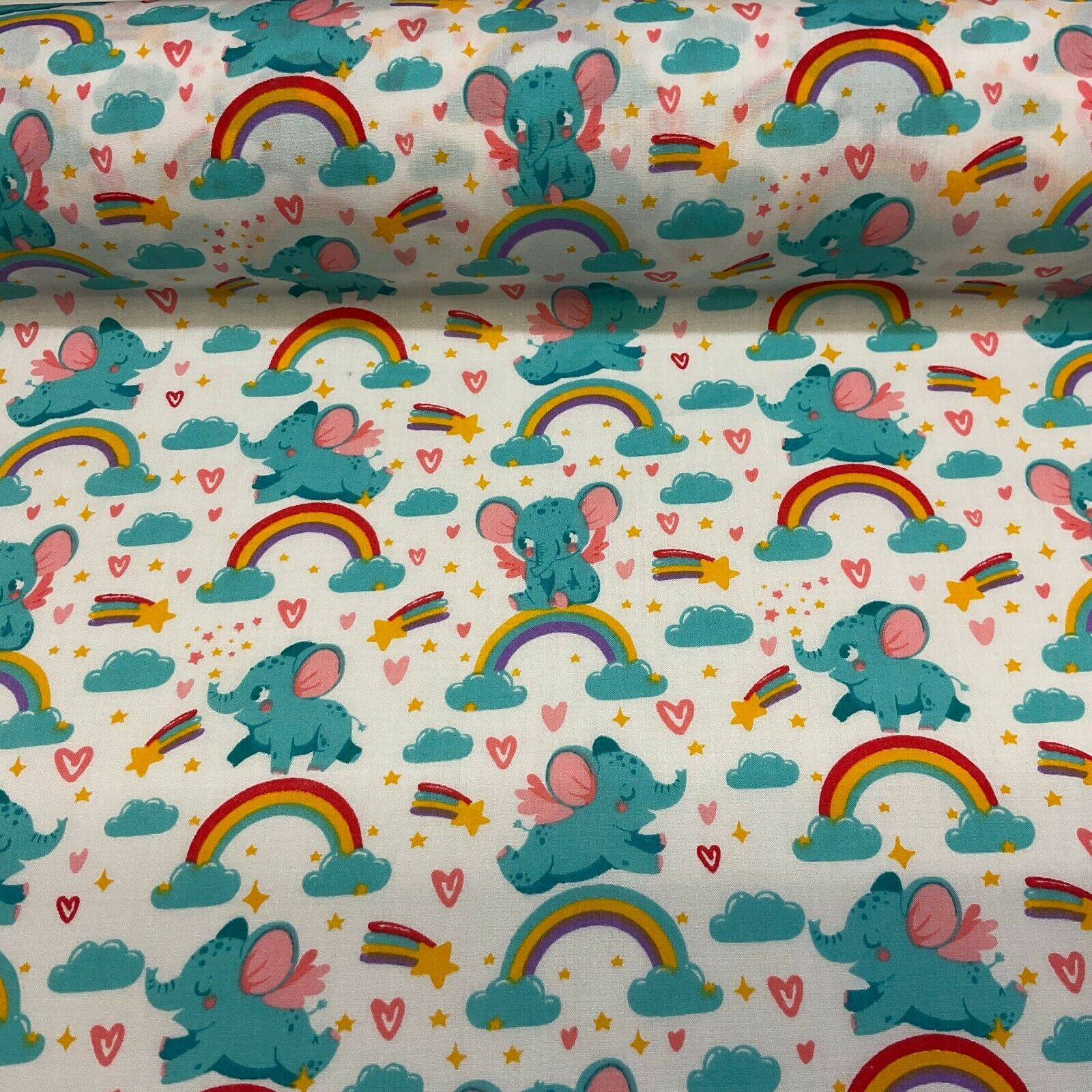 White Elephant Children Poly cotton printed lightweight fabric M1630