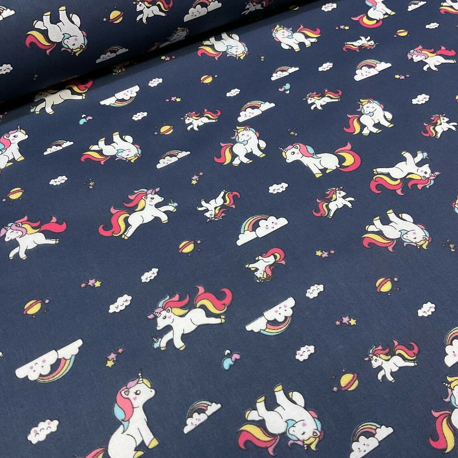 Unicorn Mystical Magical Novelty Poly cotton printed lightweight fabric M1634