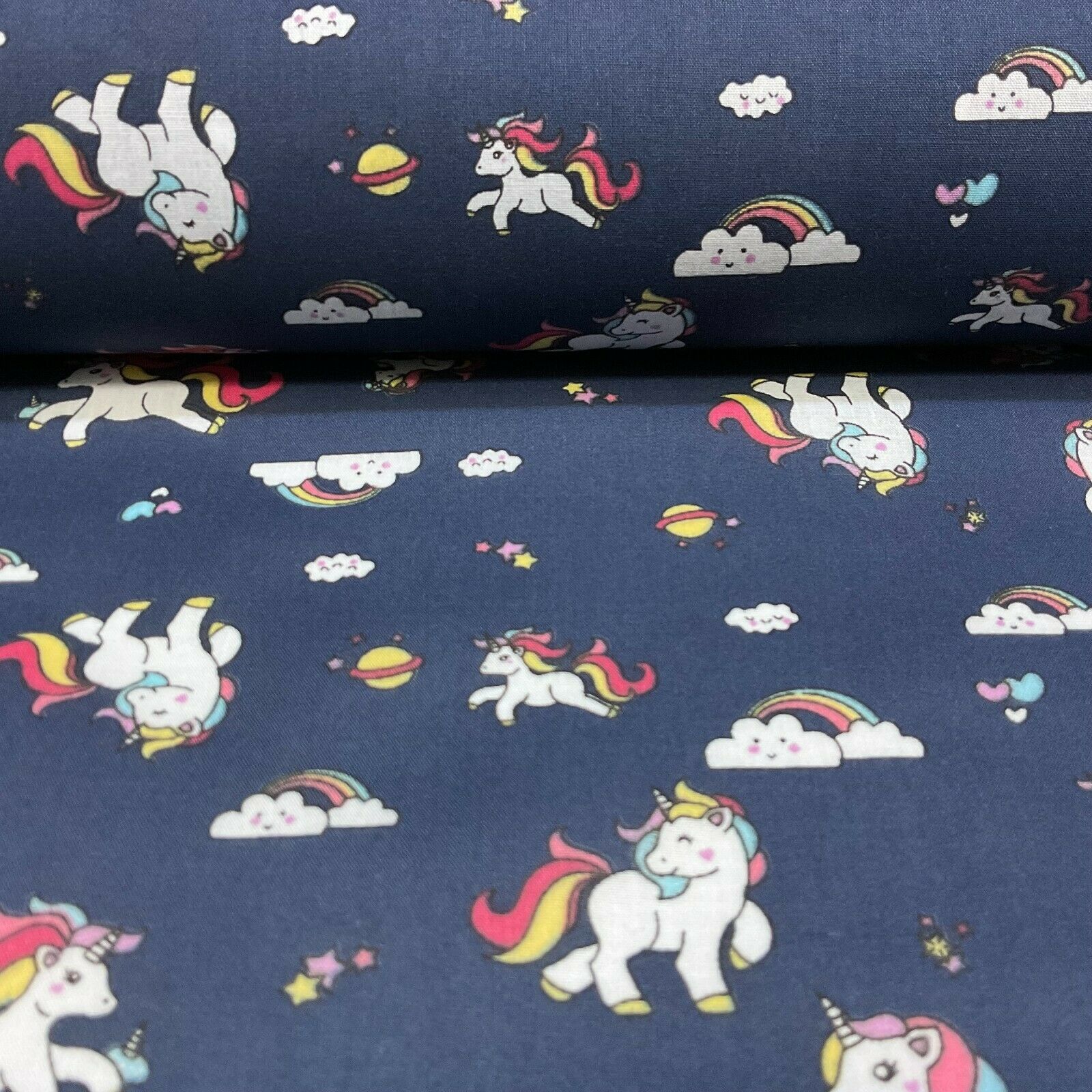 Unicorn Mystical Magical Novelty Poly cotton printed lightweight fabric M1634