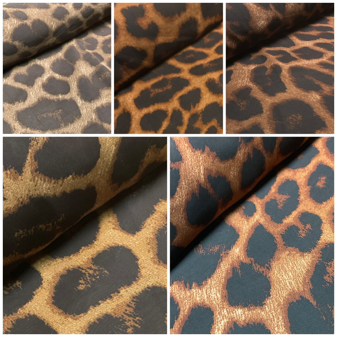 Animal Print printed chiffon leopard brown sewing scarf  fabric M1613