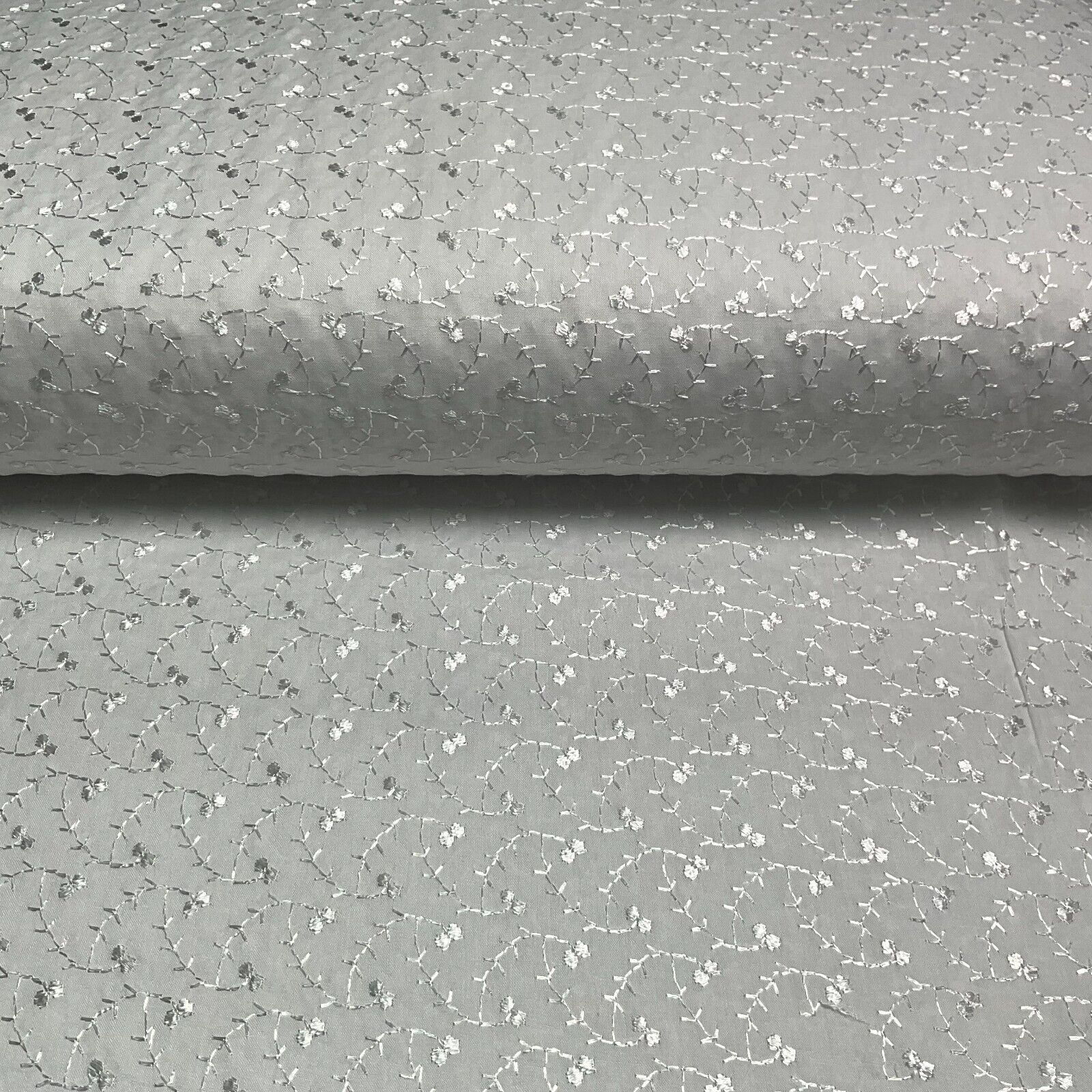 White Floral broderie analgise summer light dress fabric sewing M1660