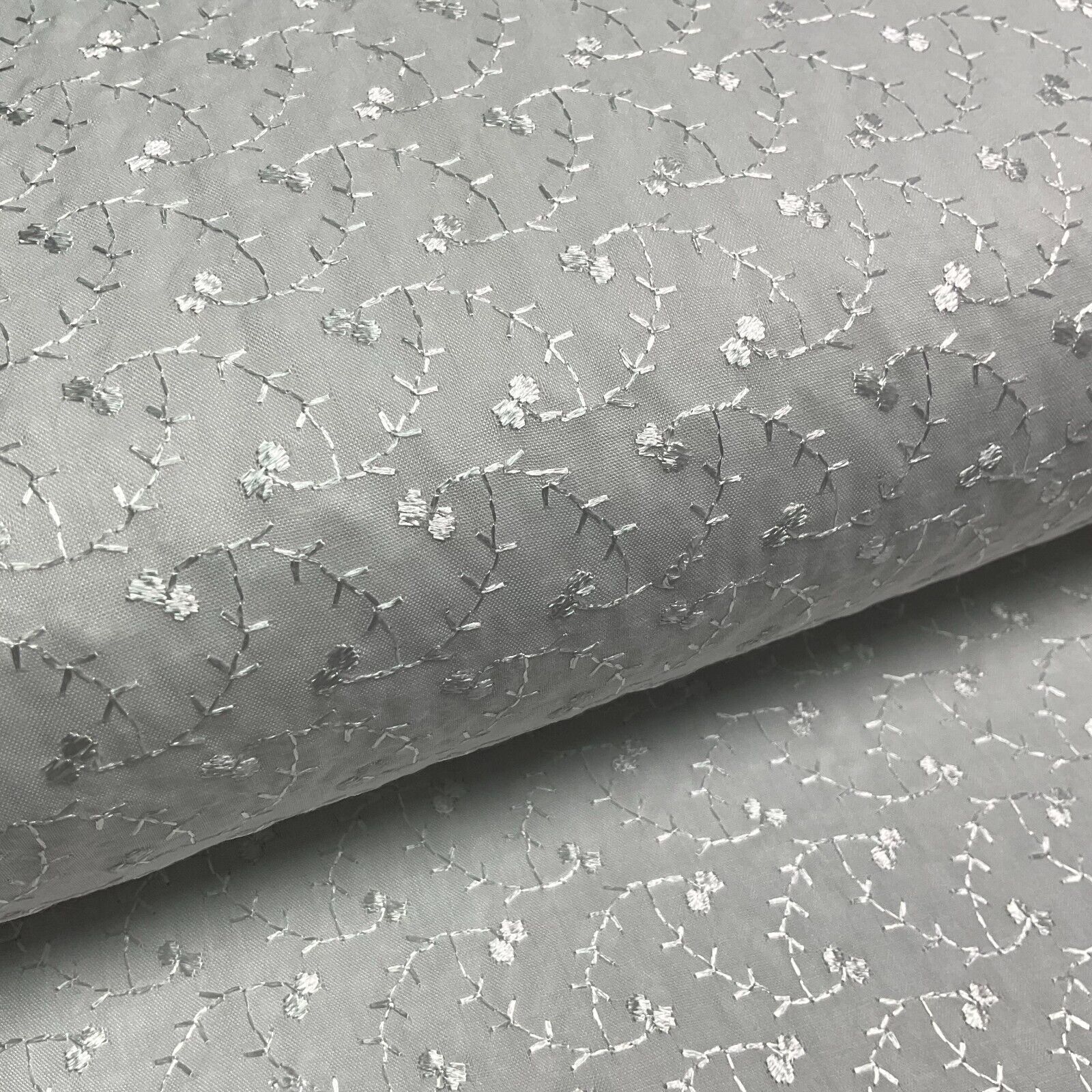 White Floral broderie analgise summer light dress fabric sewing M1660