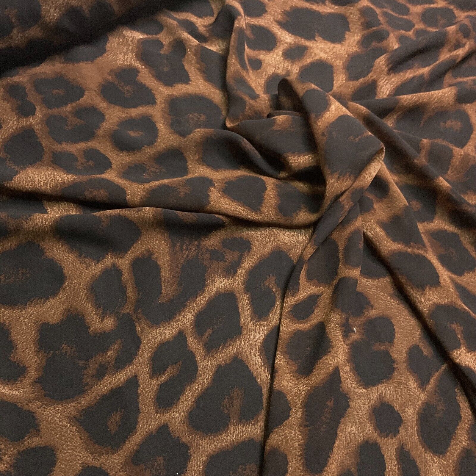 Animal Print printed chiffon leopard brown sewing scarf  fabric M1613