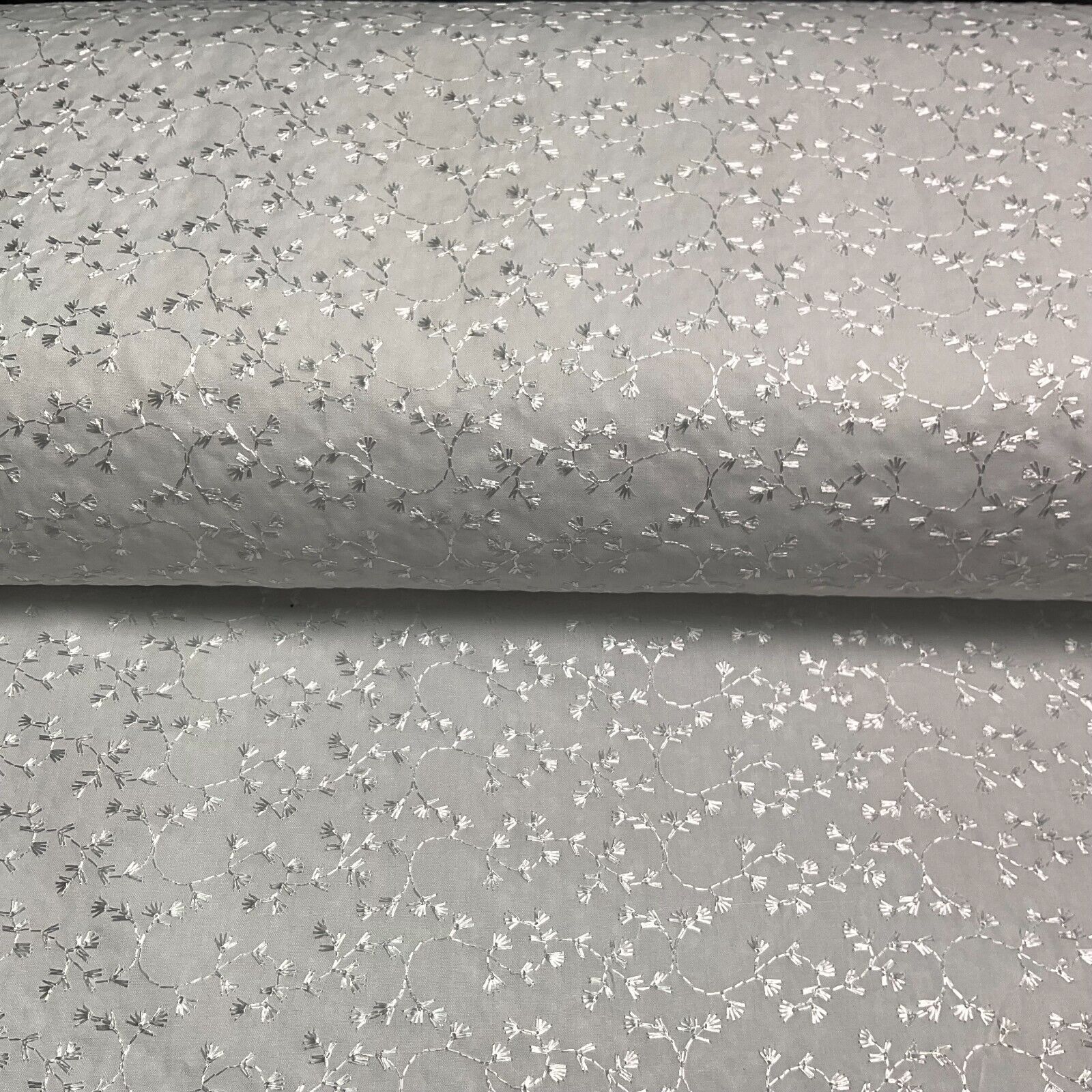 White Floral broderie analgise summer light dress fabric sewing M1660