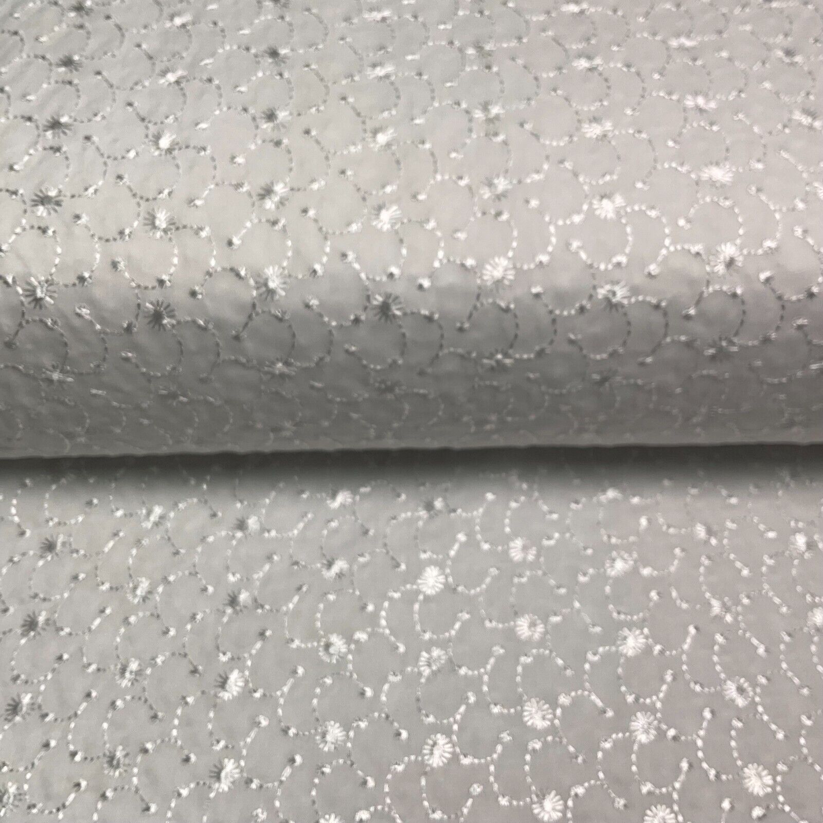 White Floral broderie analgise summer light dress fabric sewing M1660