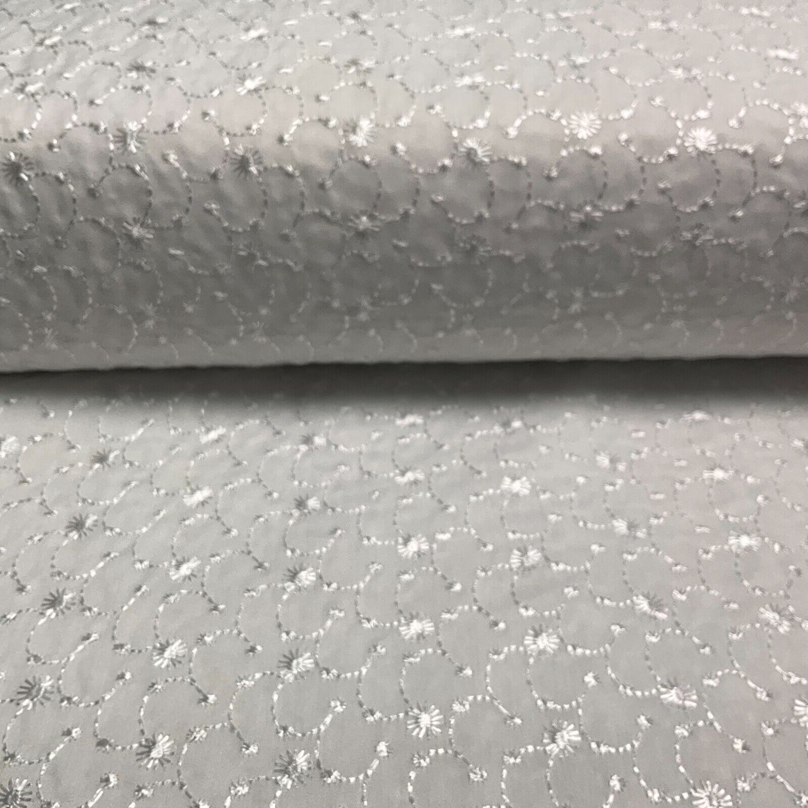 White Floral broderie analgise summer light dress fabric sewing M1660