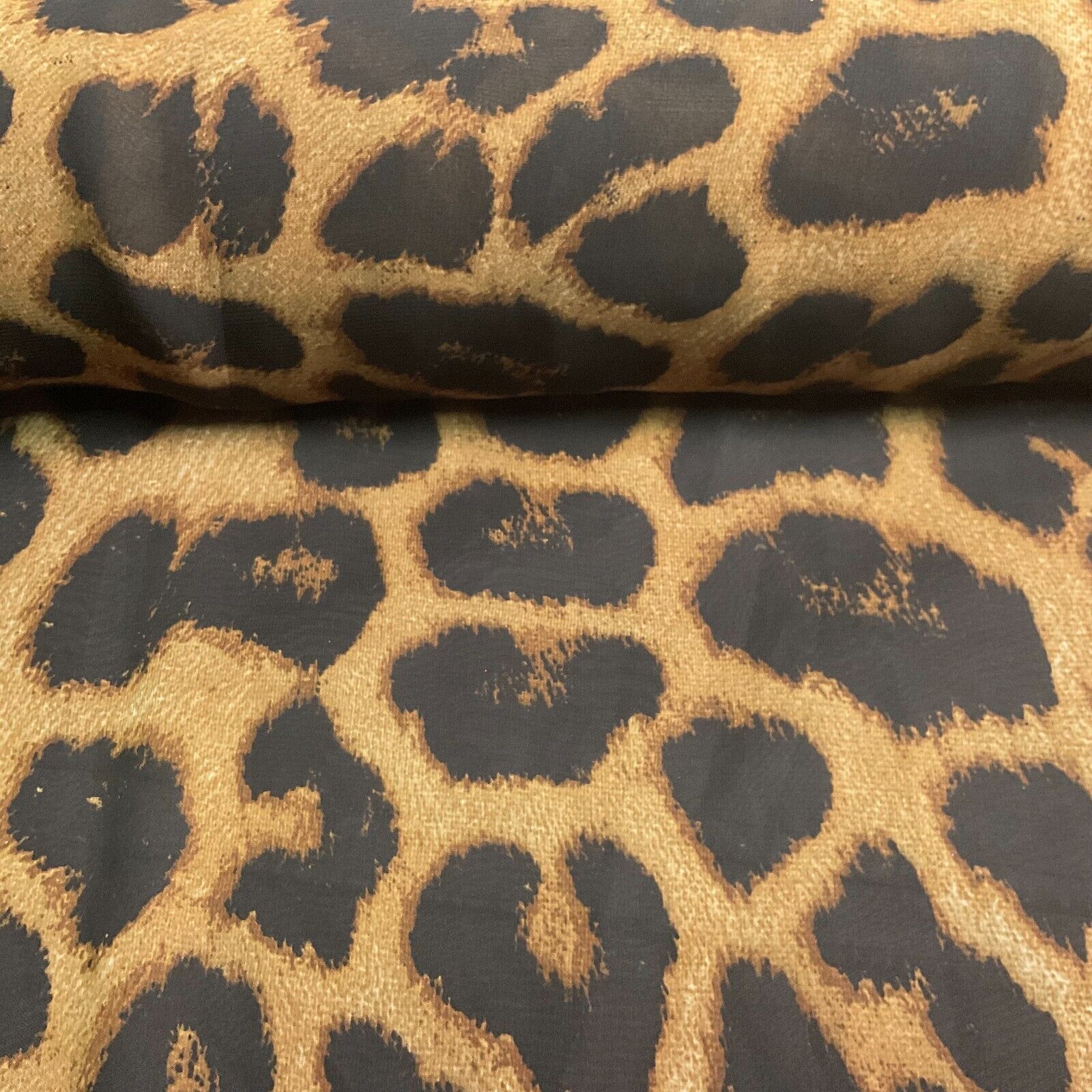 Animal Print printed chiffon leopard brown sewing scarf  fabric M1613