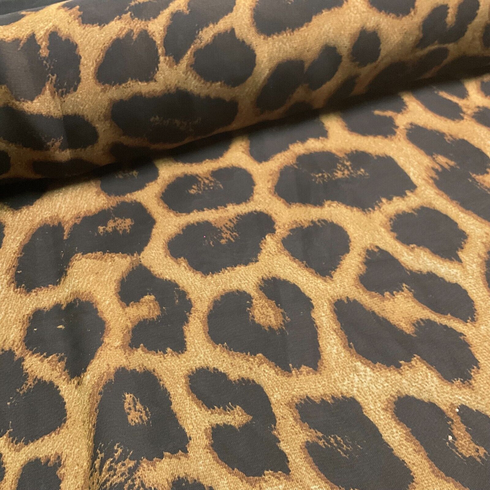 Animal Print printed chiffon leopard brown sewing scarf  fabric M1613