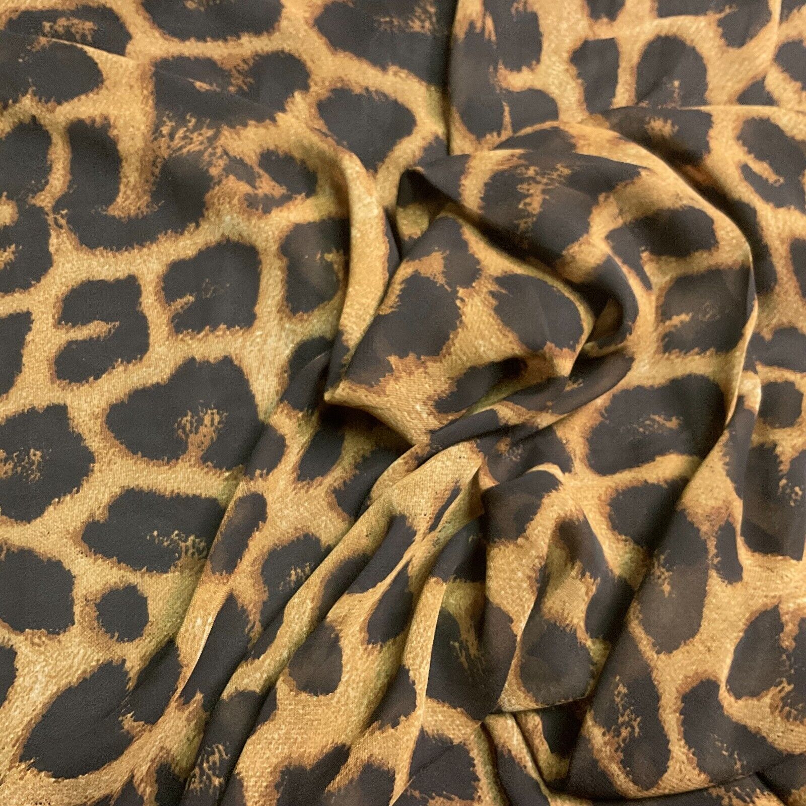 Animal Print printed chiffon leopard brown sewing scarf  fabric M1613
