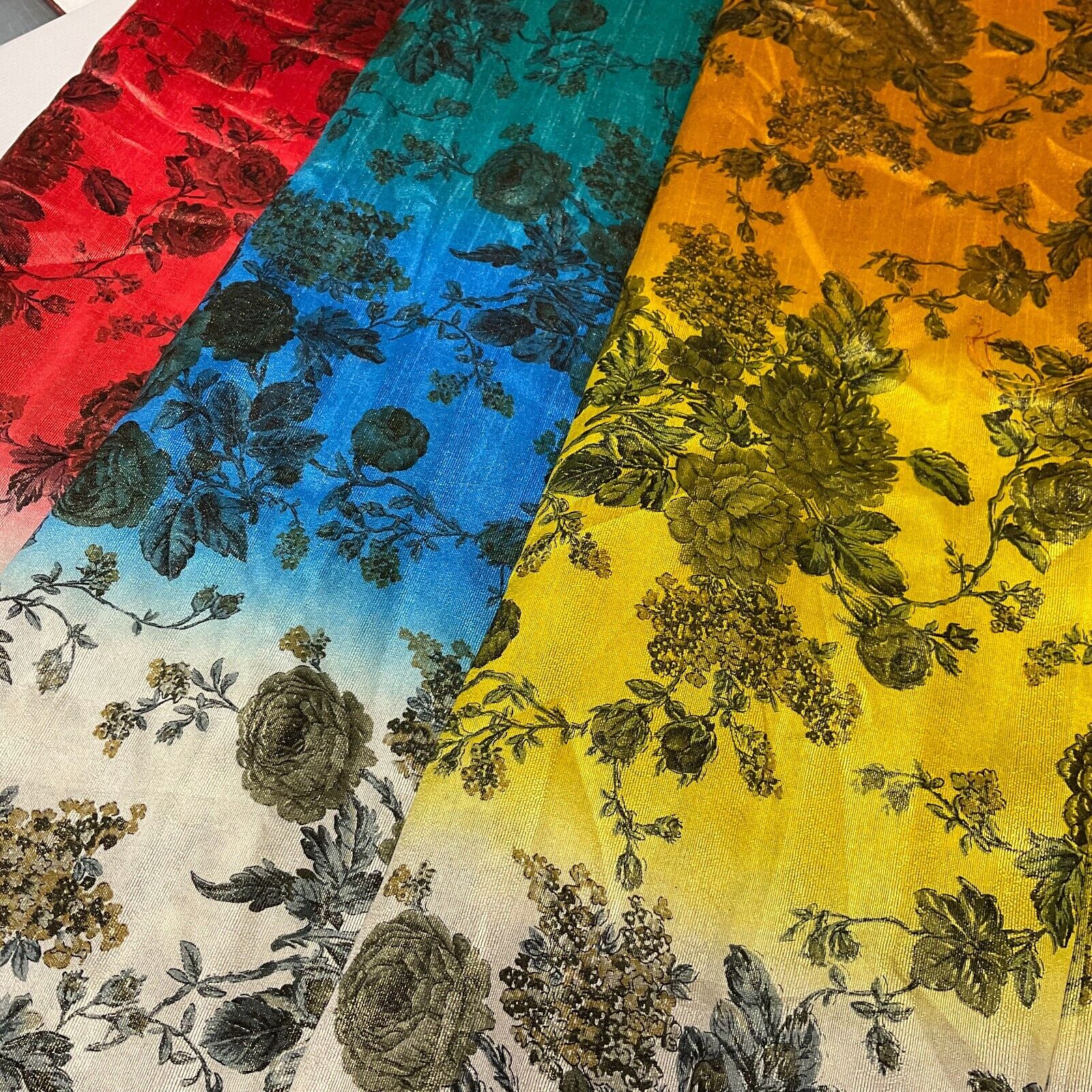 Ombre floral faux tussar silk dress brocade skirt sewing fabric M1665