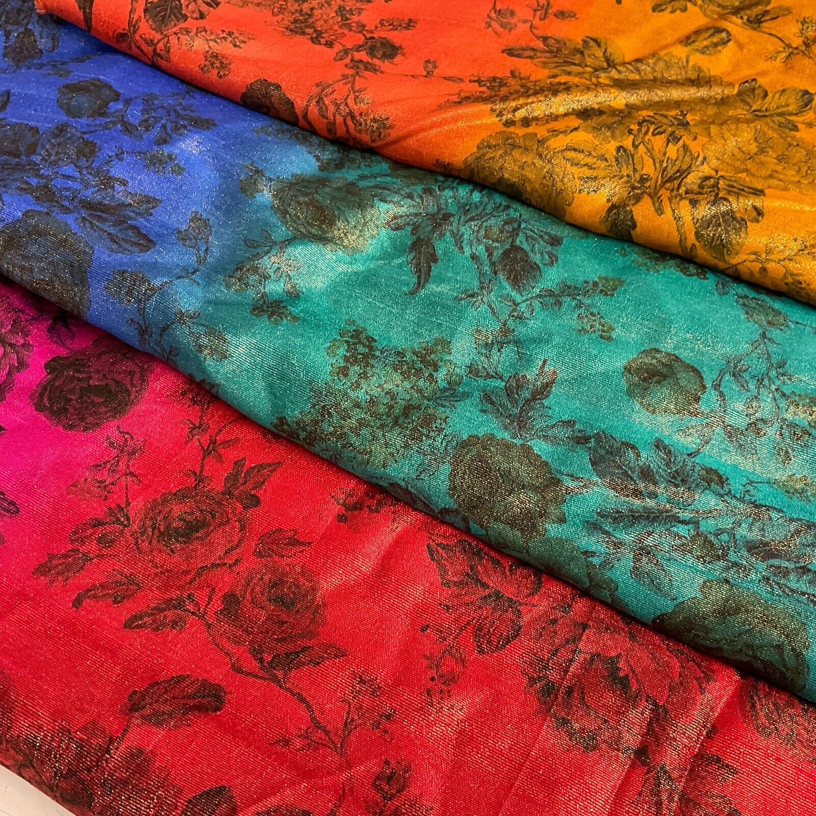 Ombre floral faux tussar silk dress brocade skirt sewing fabric M1665