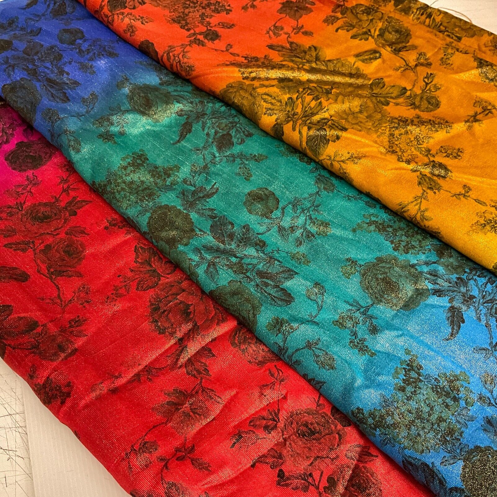 Ombre floral faux tussar silk dress brocade skirt sewing fabric M1665