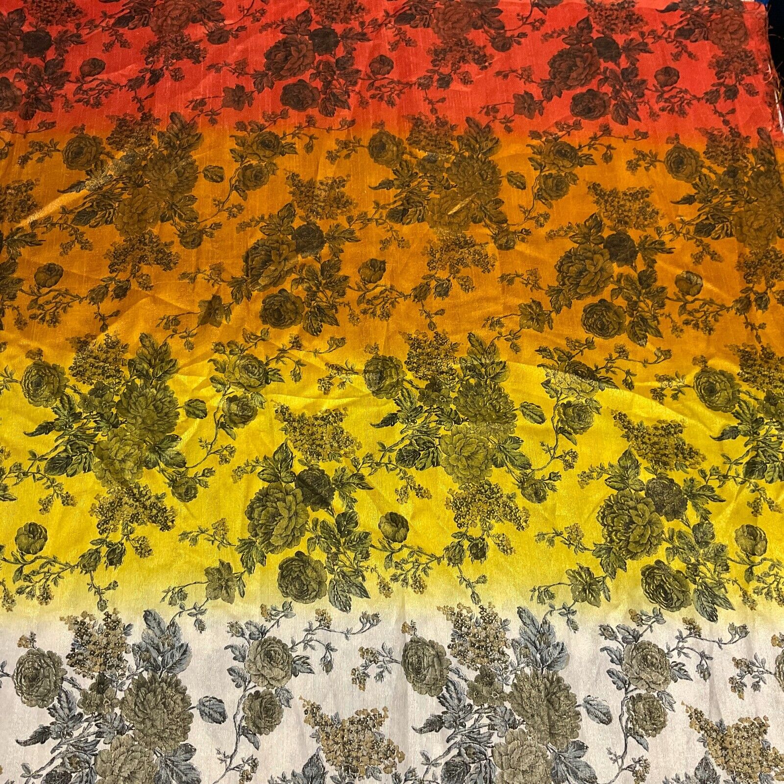 Ombre floral faux tussar silk dress brocade skirt sewing fabric M1665