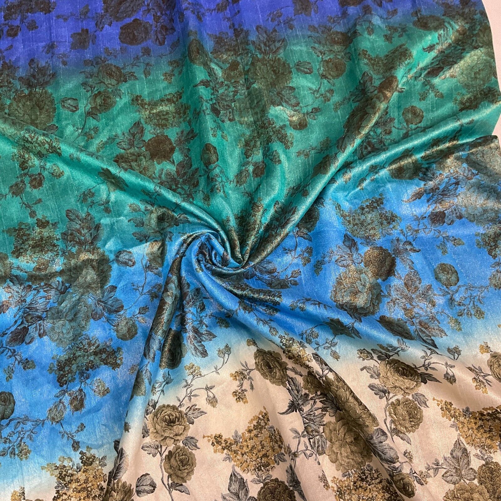 Ombre floral faux tussar silk dress brocade skirt sewing fabric M1665