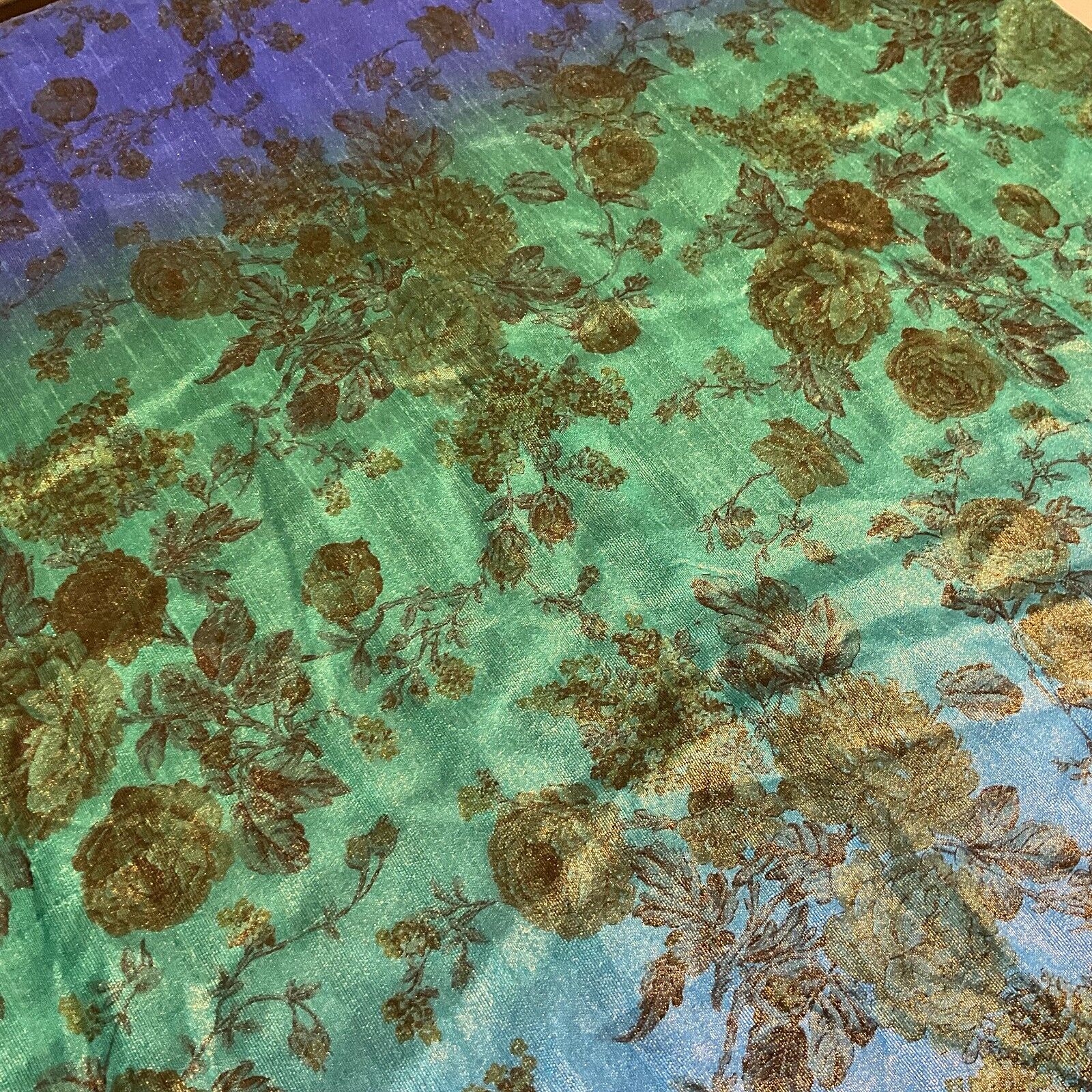 Ombre floral faux tussar silk dress brocade skirt sewing fabric M1665