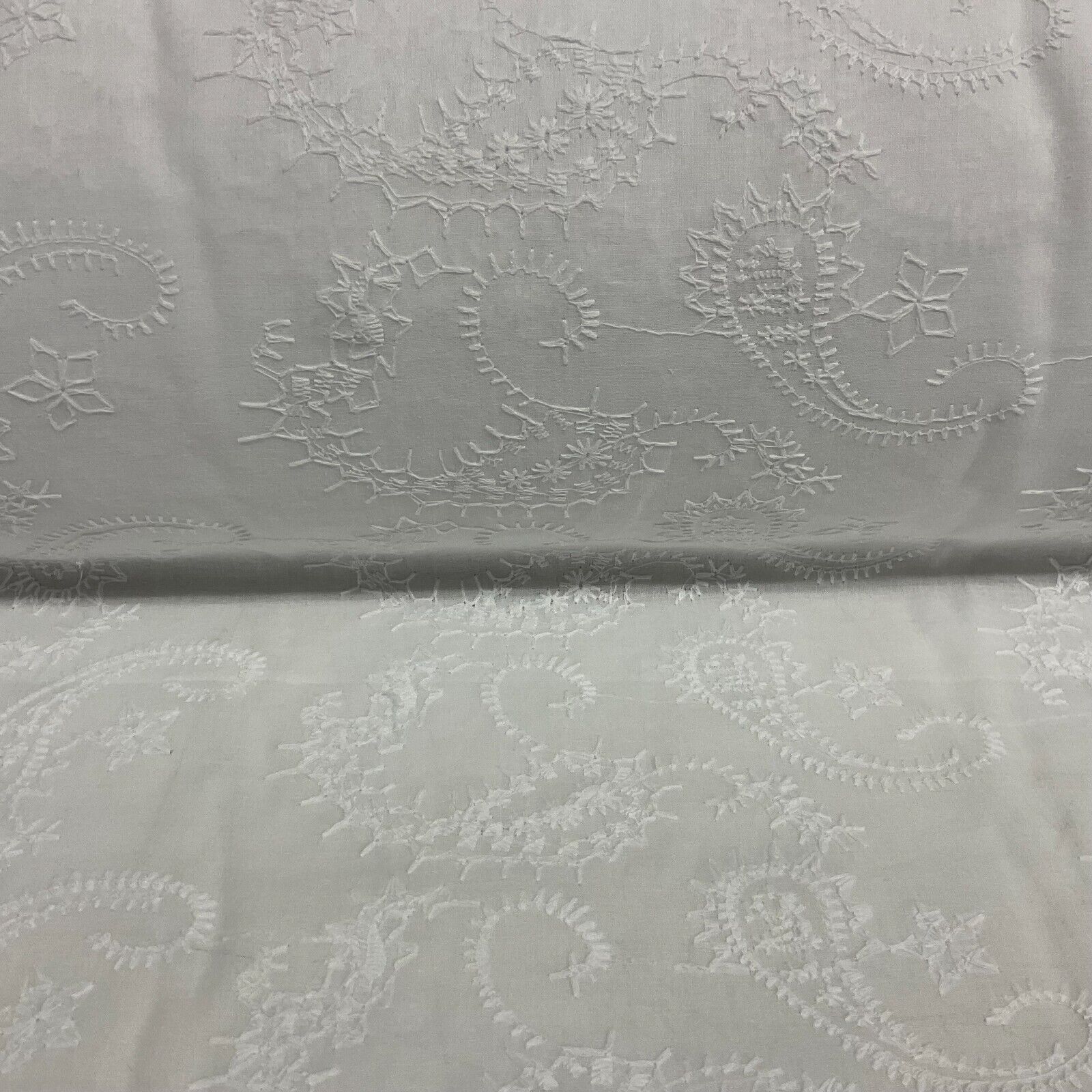 White Floral Paisley 100% cotton voile  lightweight dress fabric sewing M1663