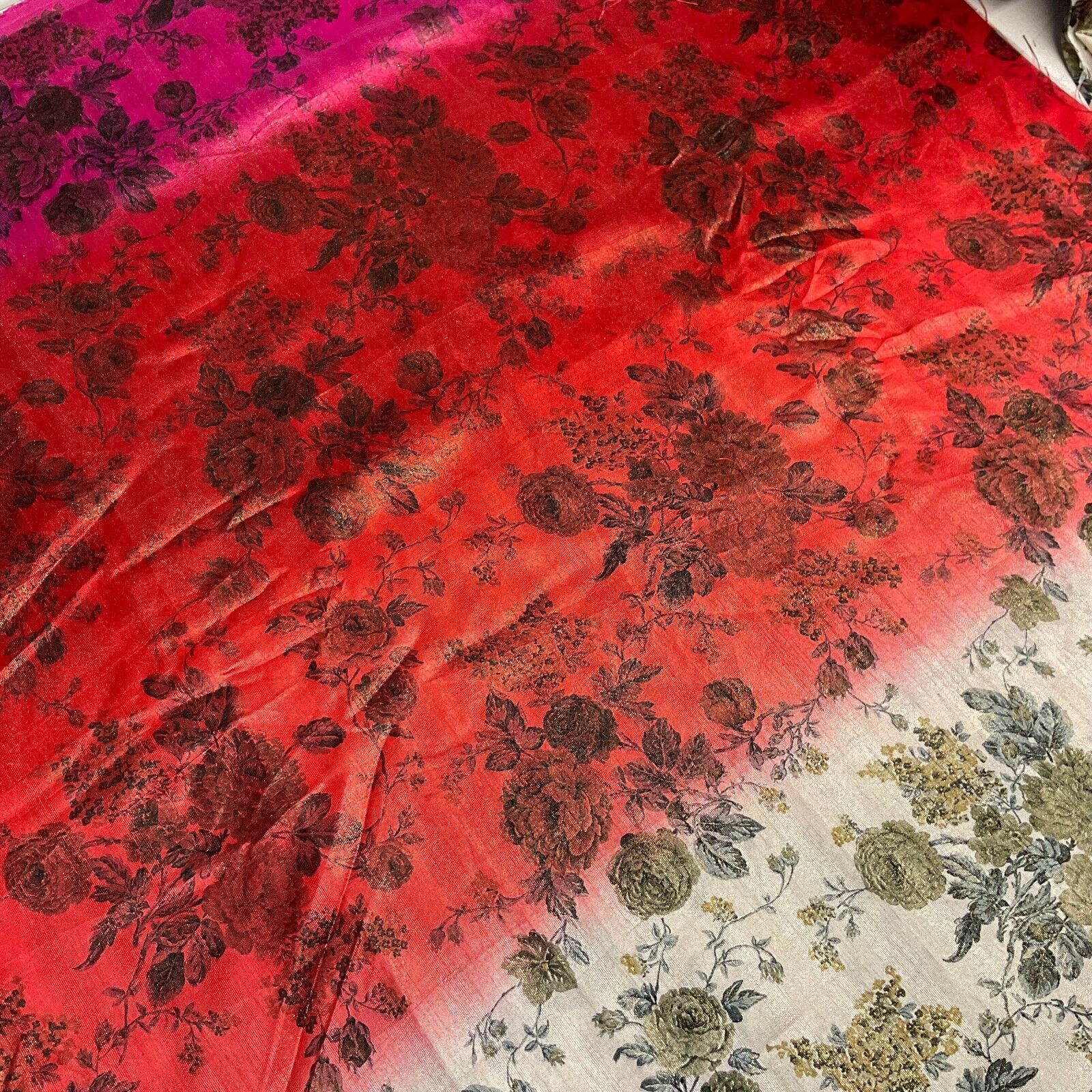 Ombre floral faux tussar silk dress brocade skirt sewing fabric M1665
