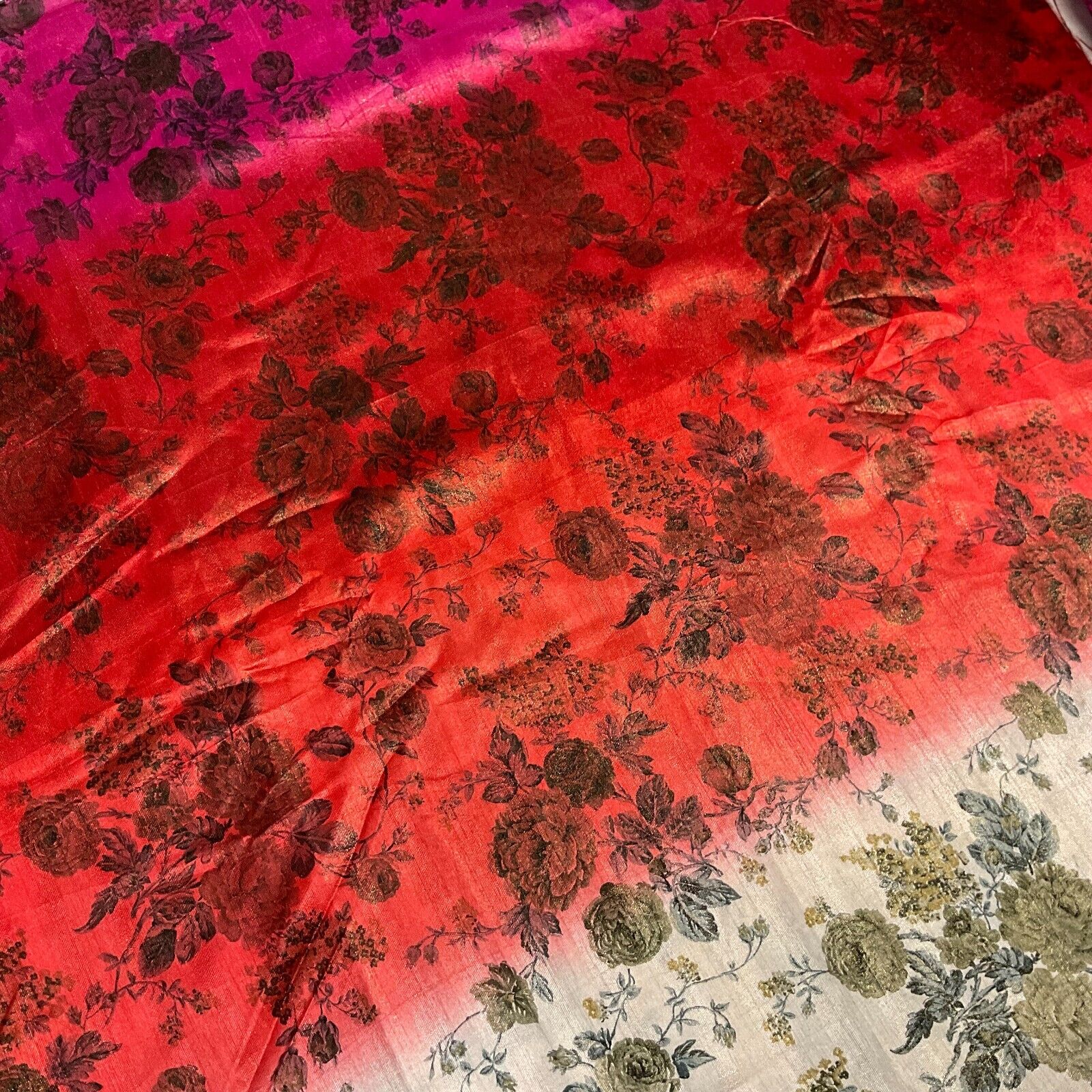 Ombre floral faux tussar silk dress brocade skirt sewing fabric M1665