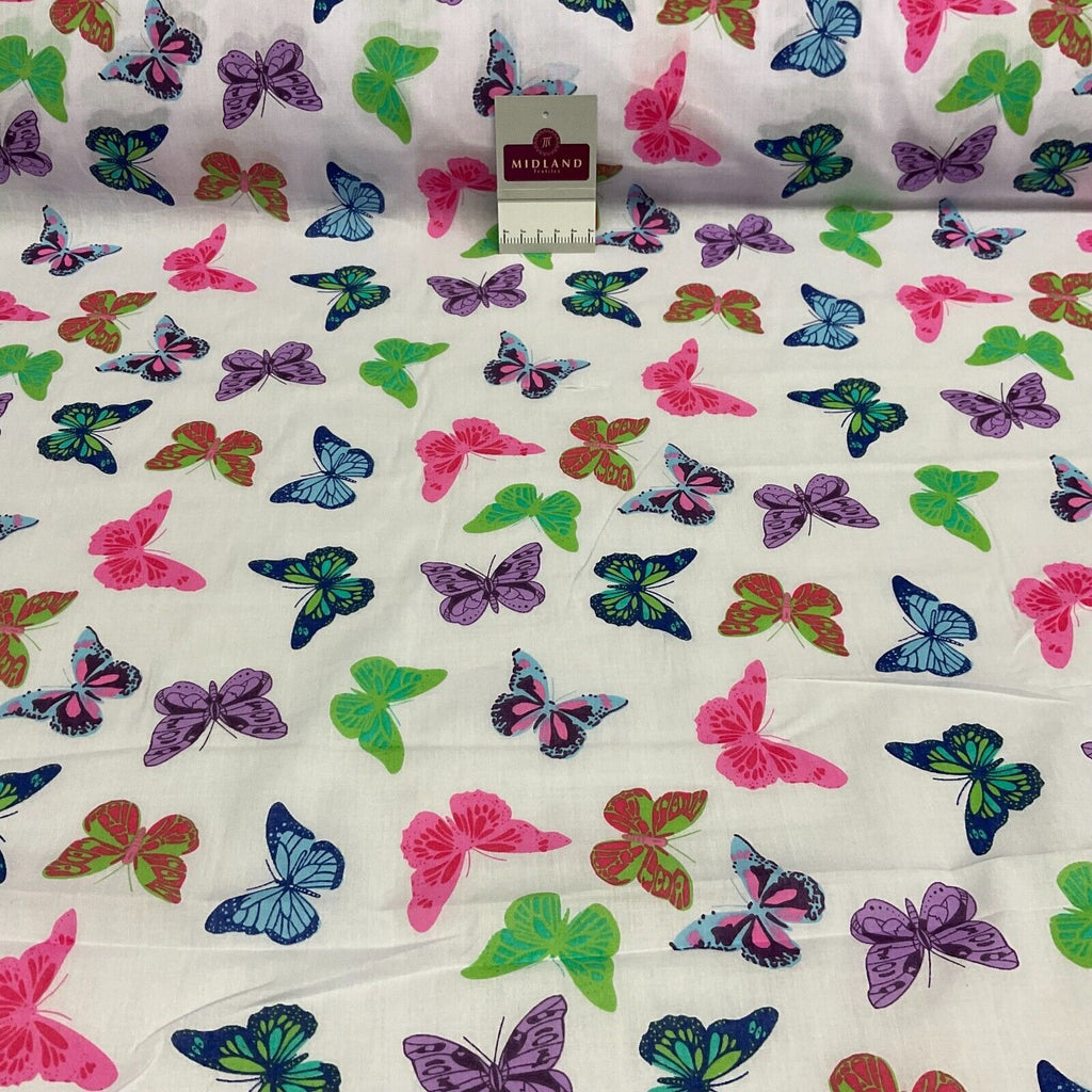 Butterflies Butterfly Insect Children's Poly cotton printed fabric 110cm M1703